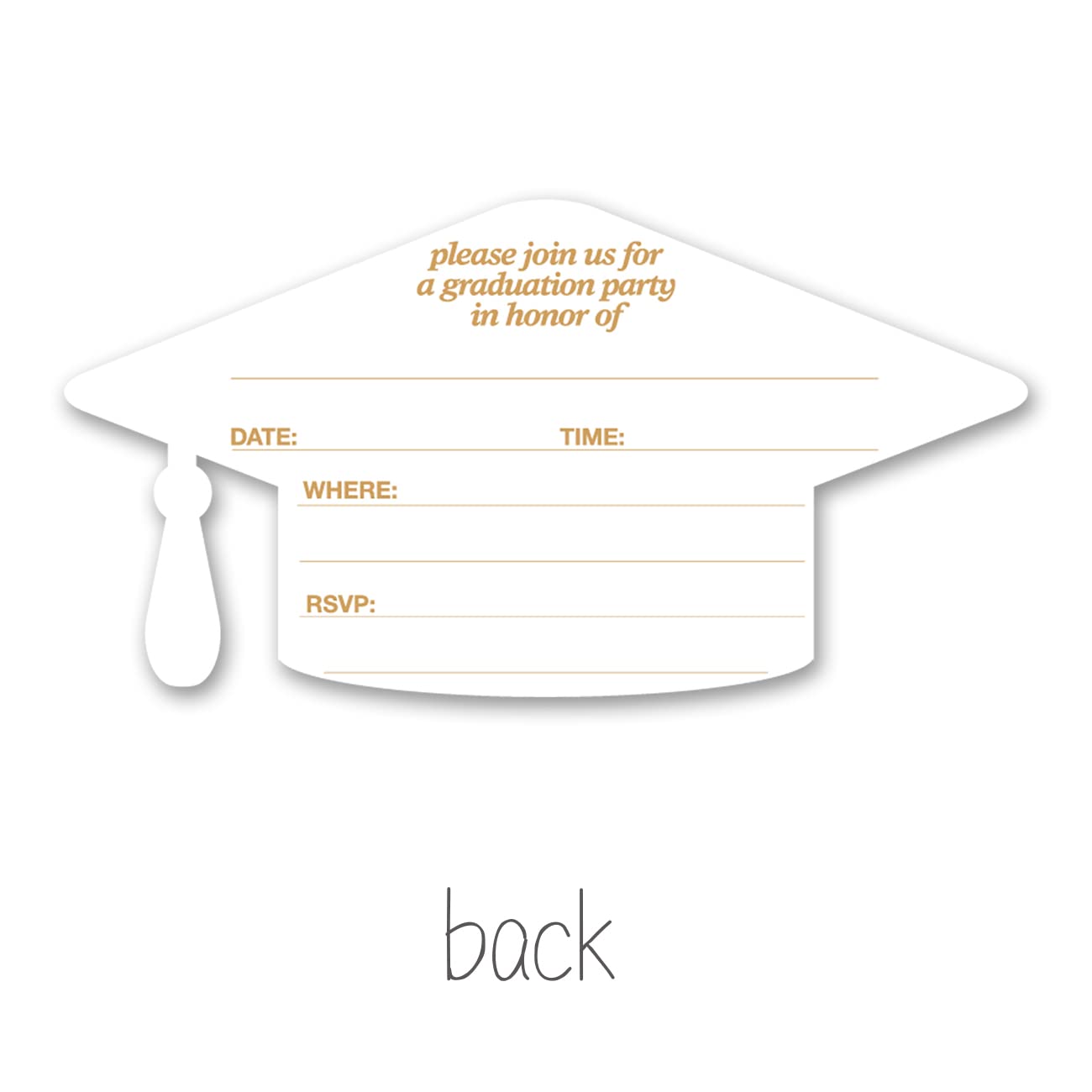 20-Pack Graduation Party Invitations with Envelopes - Black & Gold Double-Sided Grad Hat Shaped Announcement Cards - Perfect for High School & College Graduation Celebrations