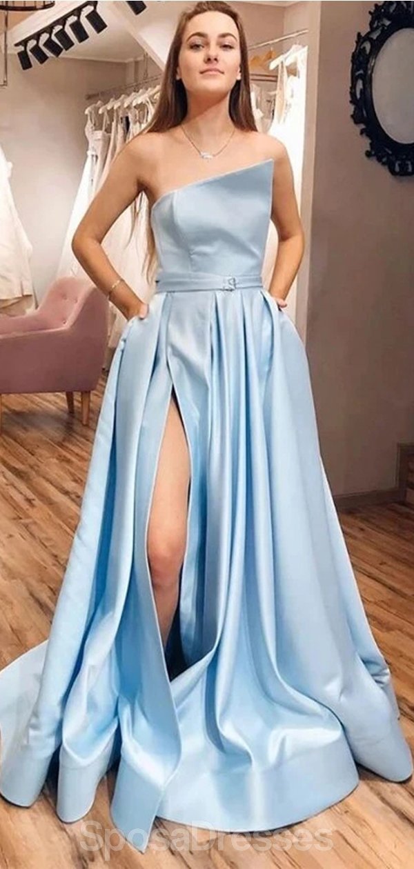 Elegant Light Blue Long Evening Prom Dresses for Women - Formal Party Gowns for Homecoming, Wedding, and Special Occasions