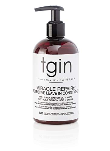 tgin Miracle RepaiRx Protective Leave-In Conditioner for Natural Hair - Biotin & Black Castor Oil Treatment for Hair Growth - Paraben & Sulfate Free - Repairs & Restores Curls, Kinks & Waves - 13 oz | Perfect for Protective Styles, Daily Moisture & Damaged Hair Care