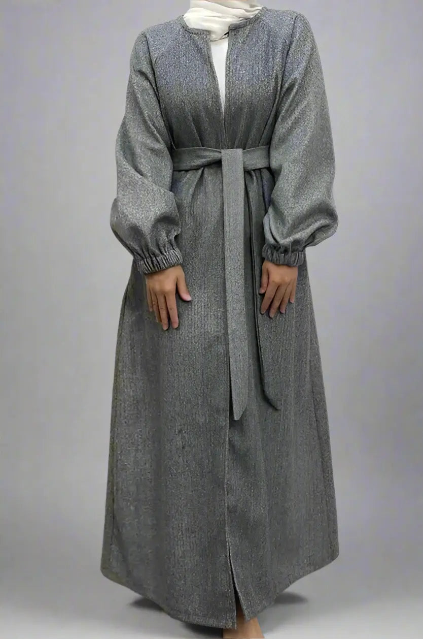 Muslim Women's Winter & Fall Cotton Blend Classic Open Abaya Dress - Modest Islamic Prayer Dress for Home & Mosque