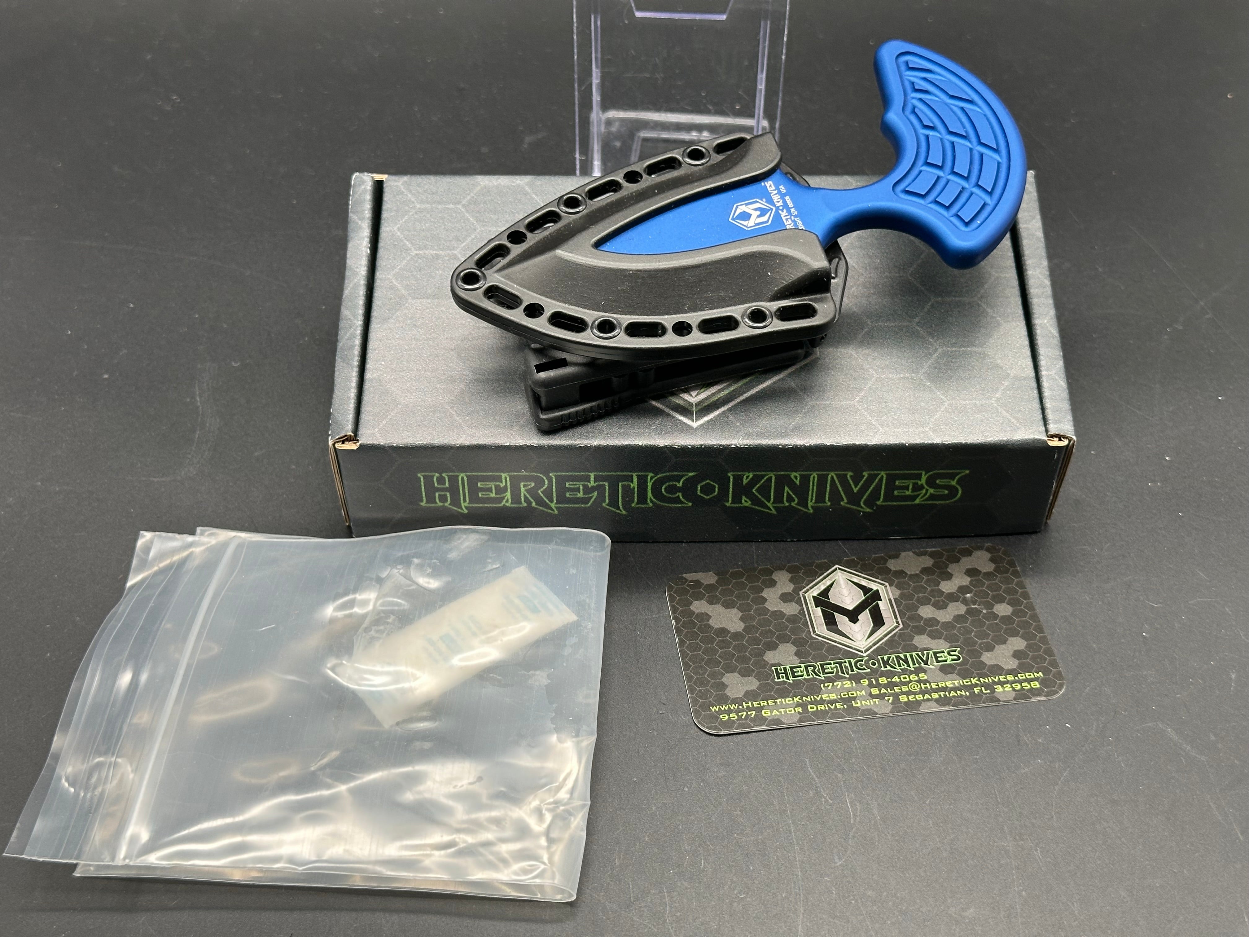 Heretic Sleight H050 6A BLU 20CV Folding Knife - Blue Aluminum Handle with TekLock Clip - EDC Tactical Knife for Outdoor Camping, Hunting & Survival Gear