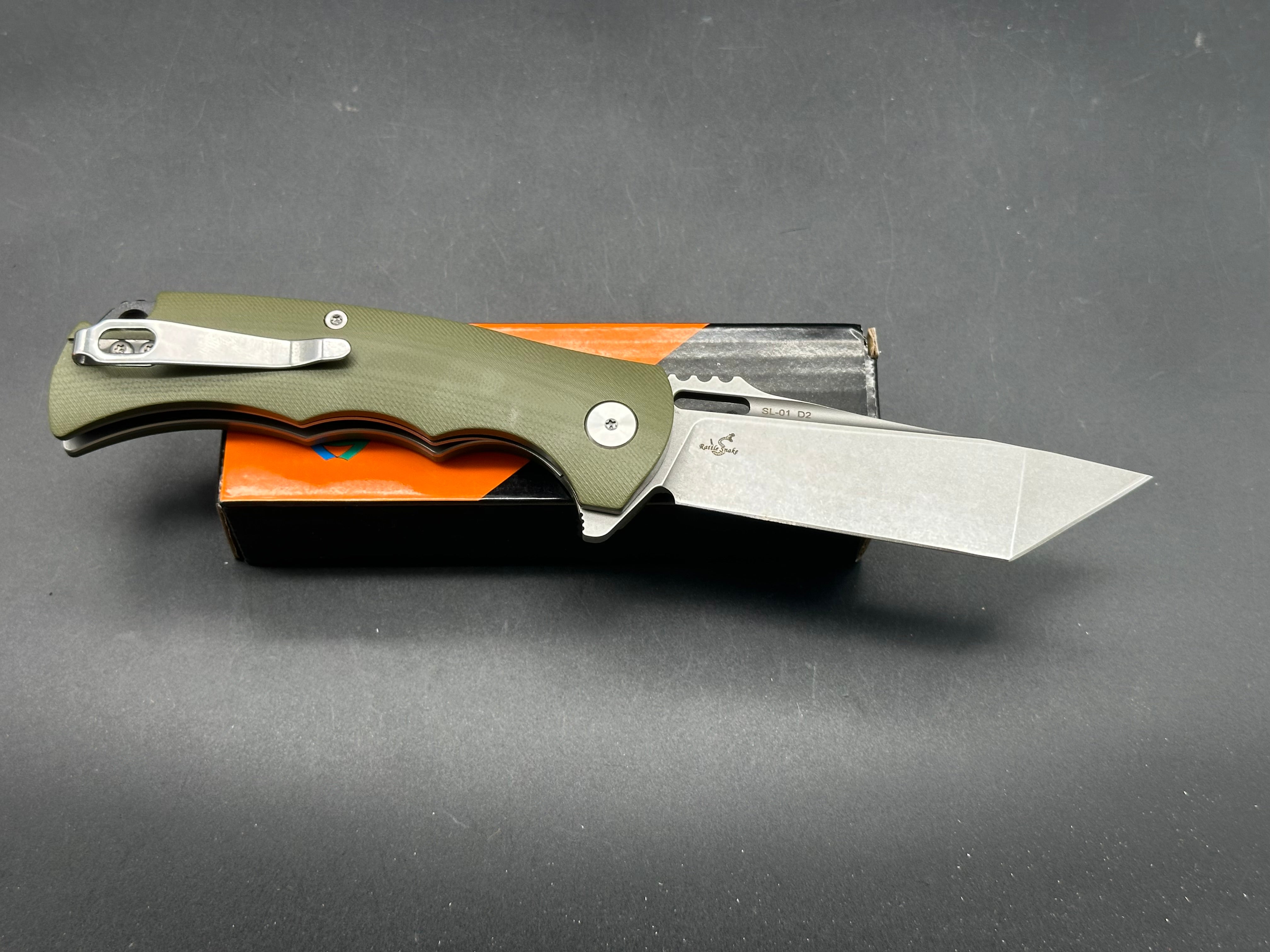 Sixleaf SL 01 Folding Pocket Knife - Green G10 Handle, D2 Steel Blade, Liner Lock Mechanism | EDC, Outdoor Camping, Hunting & Survival Gear