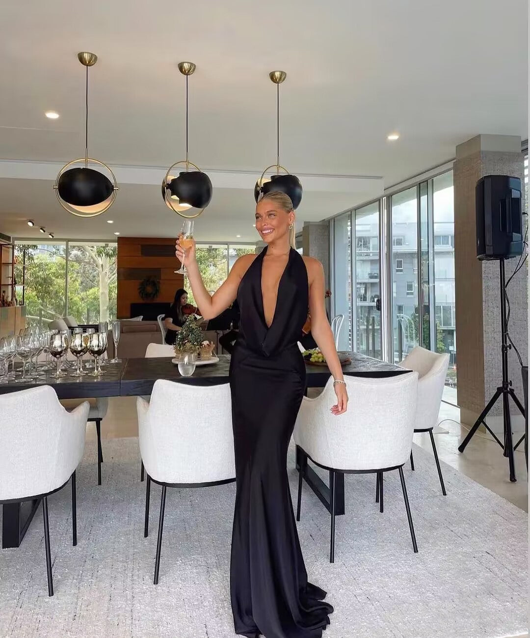 Elegant Halter Deep V Neck Mermaid Long Prom Dress J2884 - Perfect for Evening Gala, Formal Events & Special Occasions