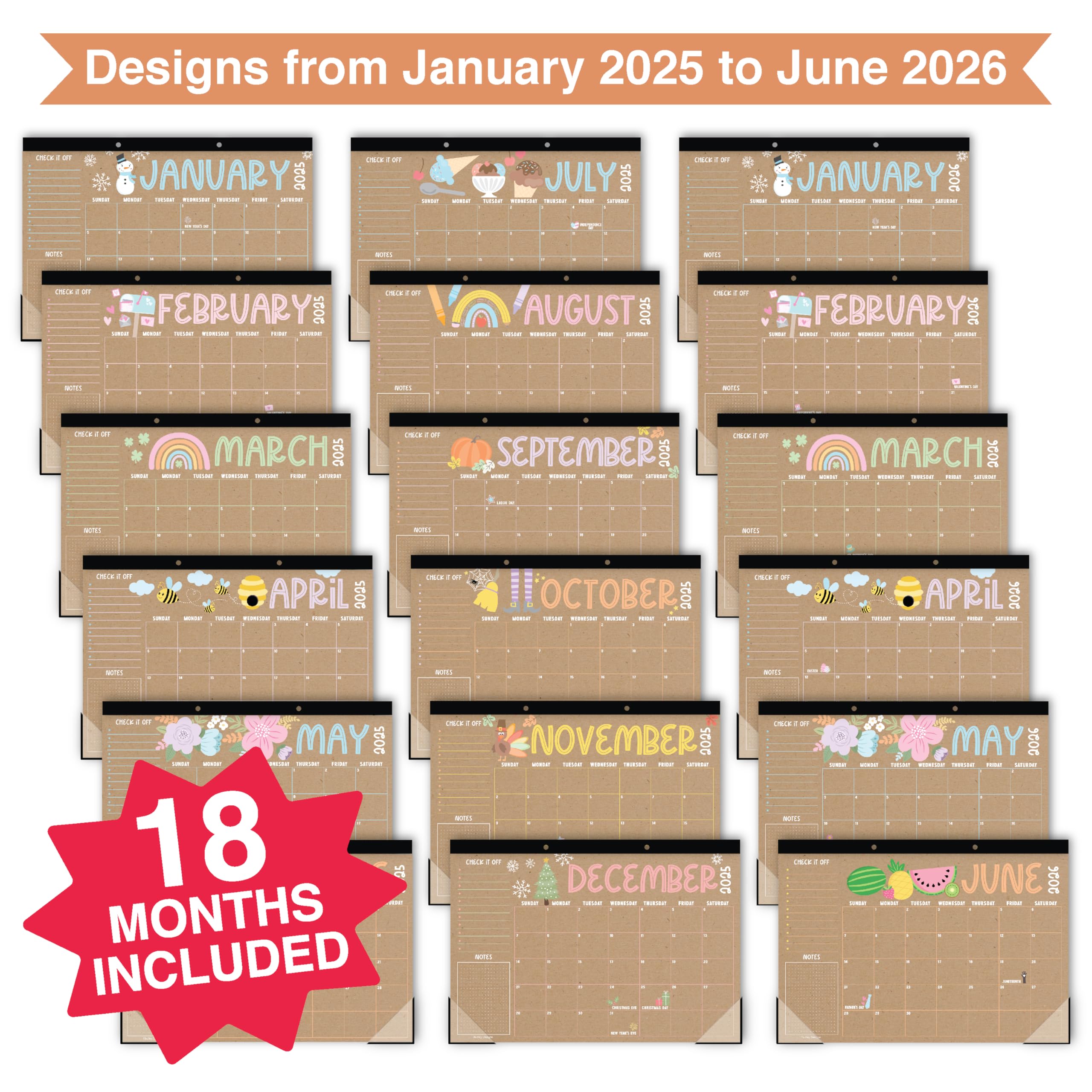 Hadley Designs Large 18-Month Desk Calendar 2025-2026 | 17