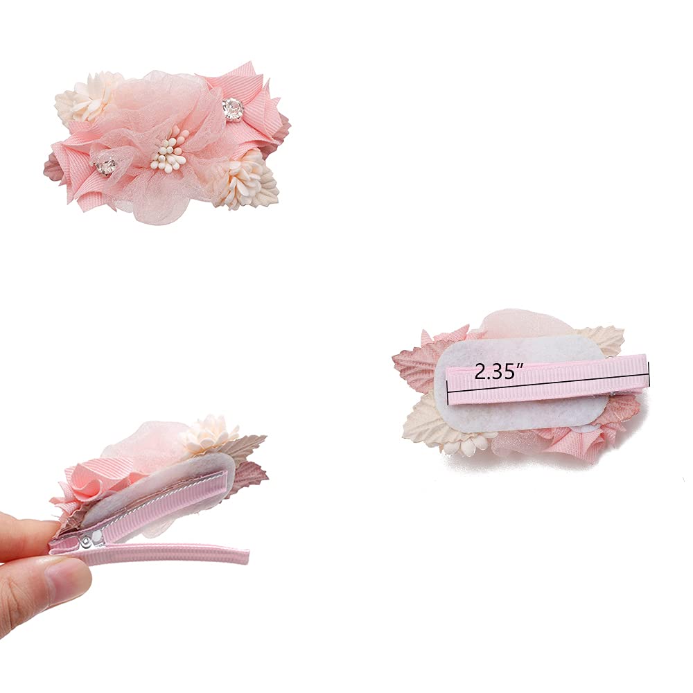Lightweight Floral Hair Clips Set for Baby Girls & Toddlers - 3pcs Boutique Alligator Hair Bows with Fully Lined Design - Perfect Hair Accessories for Teens, Birthday Gifts & Special Occasions - Ideal for Parties, Weddings, and Everyday Wear