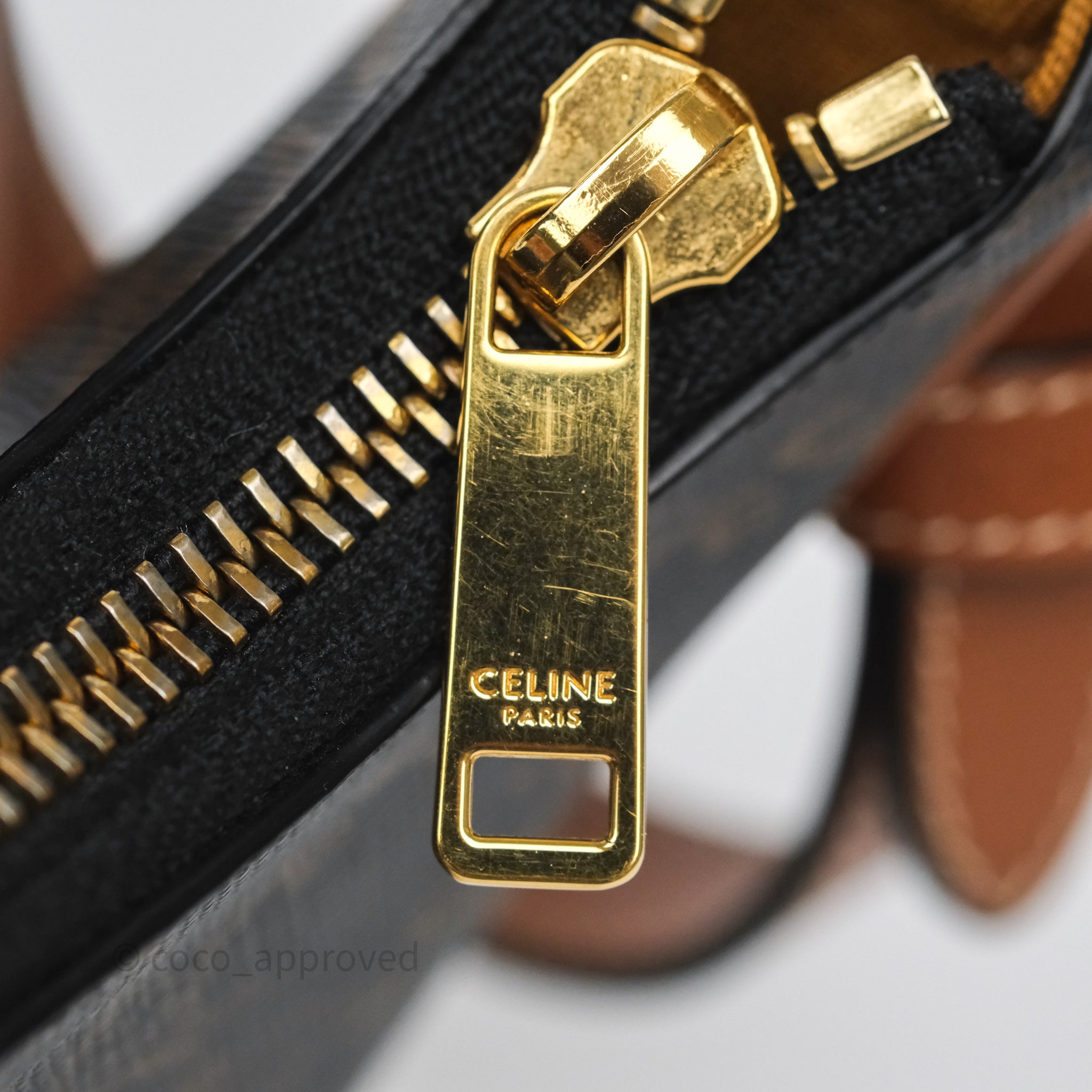 Celine Mini Ava Bag in Triomphe Canvas & Calfskin Leather - Tan Crossbody Purse for Women | Perfect for Everyday Use, Work & Travel