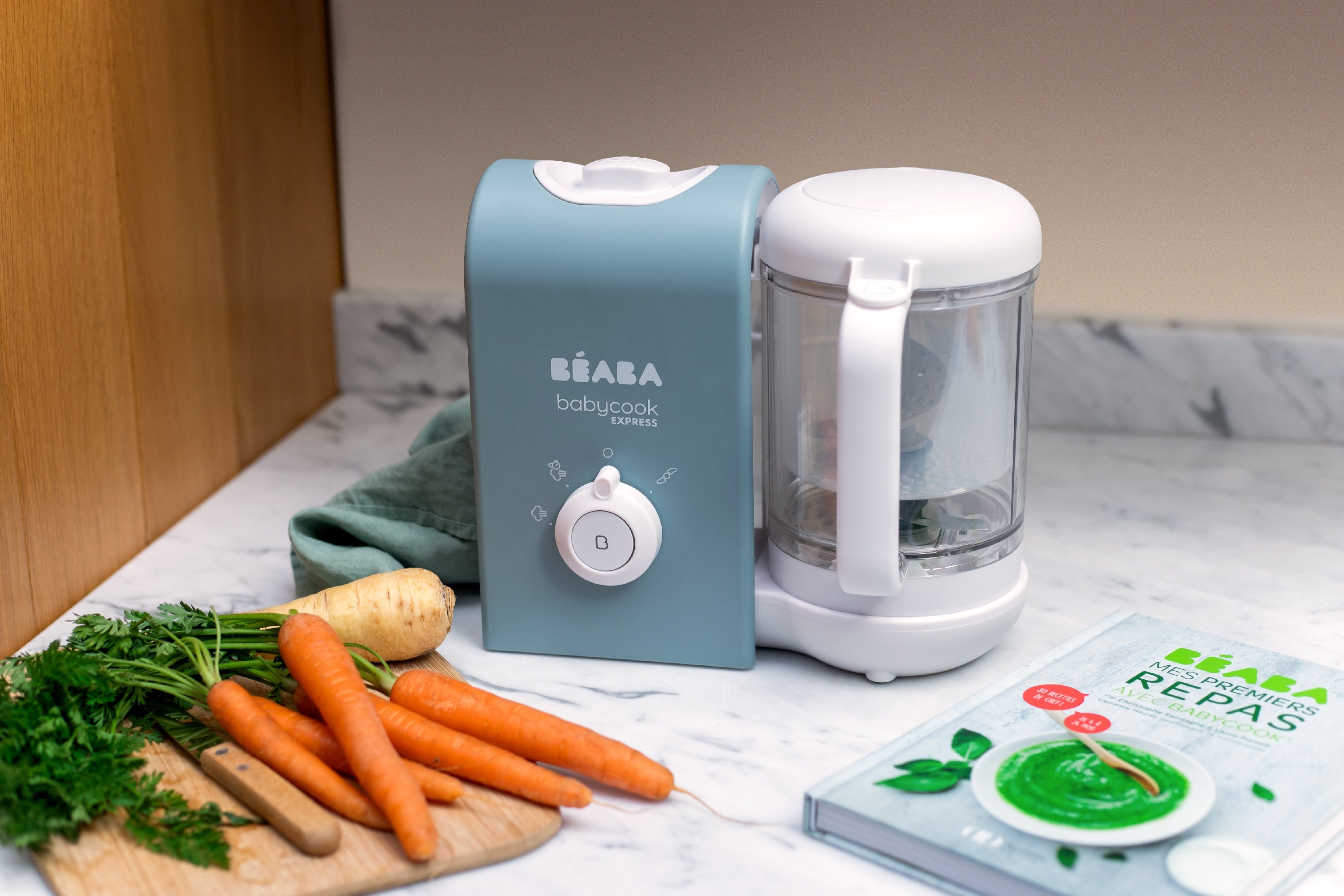Beaba Babycook Express Baby Food Maker - 4-in-1 Steam Cooker, Blender, Defroster & Warmer for Homemade Purees | Perfect for Busy Parents & Healthy Baby Food Preparation at Home