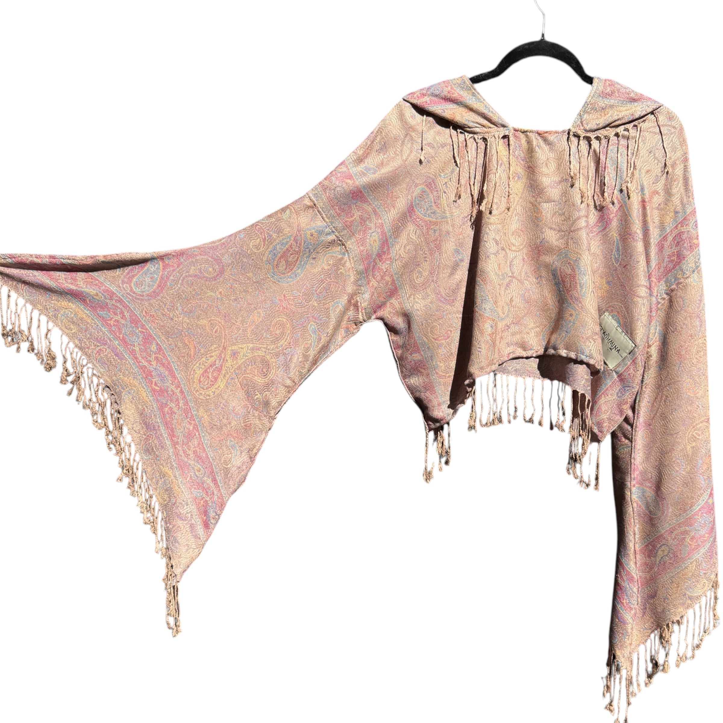 Butterfly Bell Pashmina Top - Flowy Boho Paisley Print Desert Scarf for Women | Perfect for Beach Cover-Up, Festival Outfits & Layering