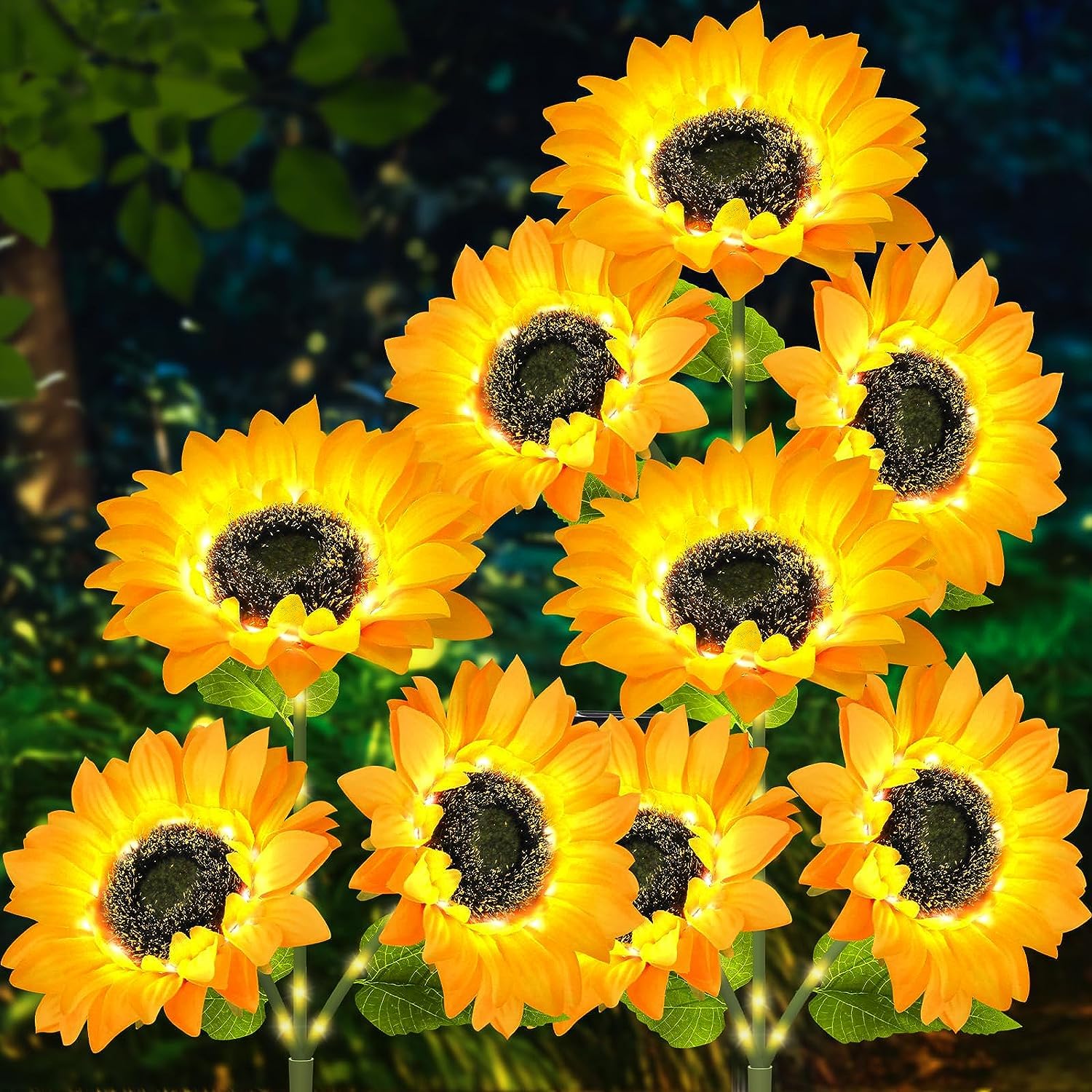 2 Pack Waterproof Solar Sunflower Stake Lights - Outdoor Garden Decor with 6 LED Sunflower Flowers for Yard, Pathway & Patio Lighting | Weatherproof Solar Powered Landscape Decoration for Garden, Lawn & Backyard