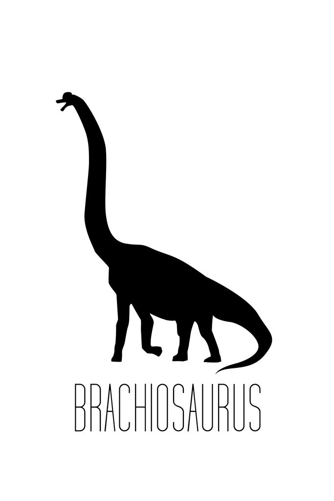 Brachiosaurus Dinosaur Wall Art Print - 12x18 Inch White Dinosaur Poster for Kids Room Decor, Dino Pictures & Cool Wall Art for Bedroom - Perfect for Jurassic Themed Nursery, Playroom or Classroom Decor
