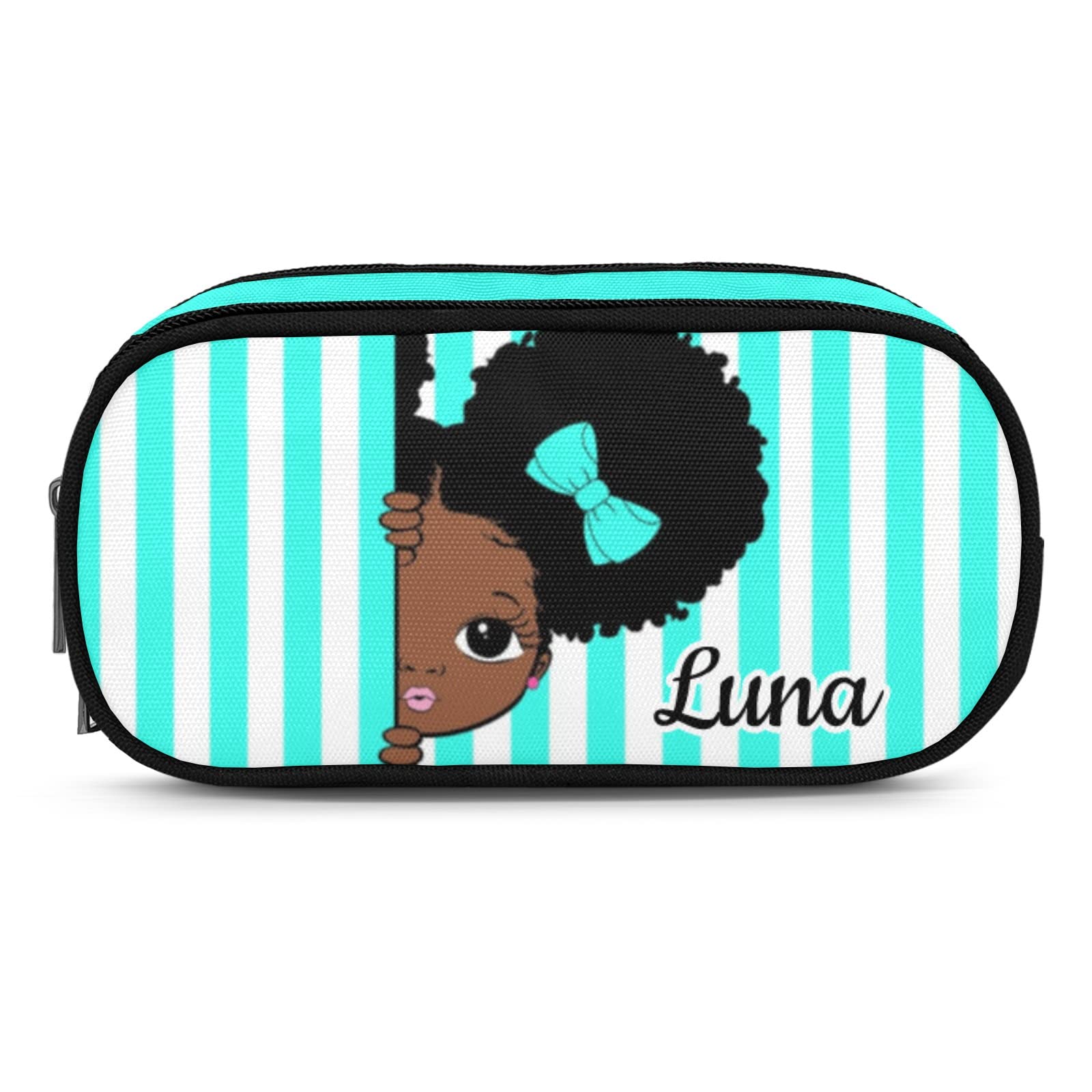 Black Girl Princess Mint Custom Pencil Case - Personalized Zipper Pouch for School, Office & Travel - Perfect for Organizing Pens, Markers & Art Supplies in Backpacks or Desks