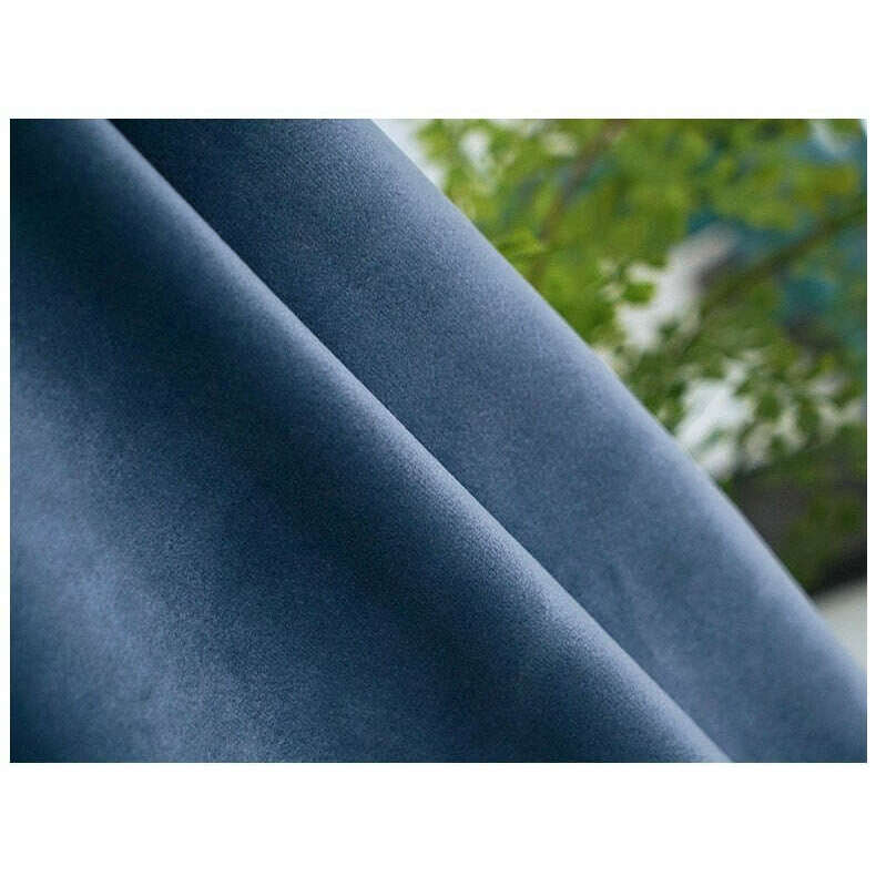 Brittany Velvet Plain Curtains in Haze Blue - Luxurious Soft Blackout Drapes for Living Room & Bedroom