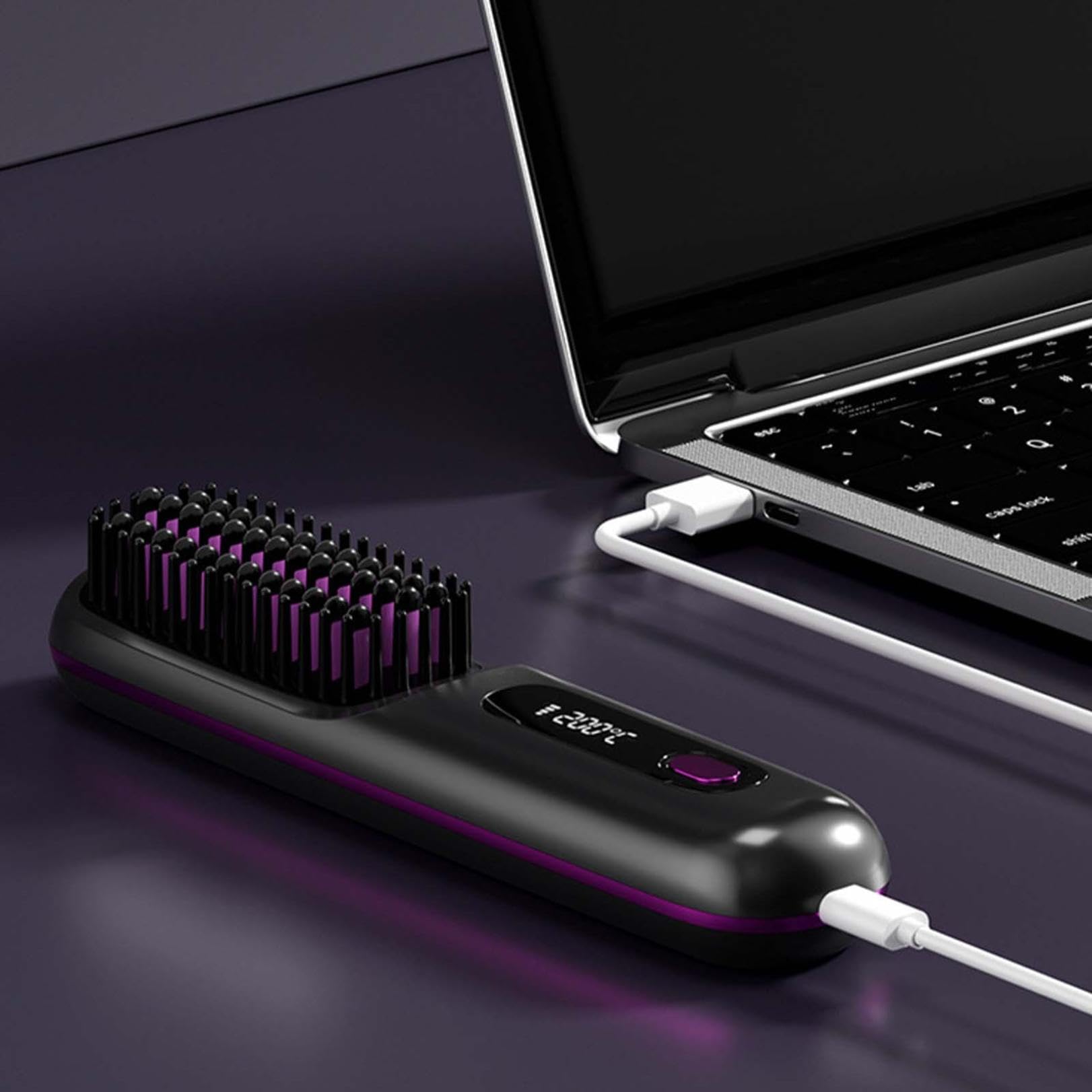 Blyss Cordless Straightening Brush - 2-in-1 Negative Ion Hair Straightener & Styler | Portable Mini Hair Straightener for Travel & Home Use | Perfect for Smoothing & Styling on the Go