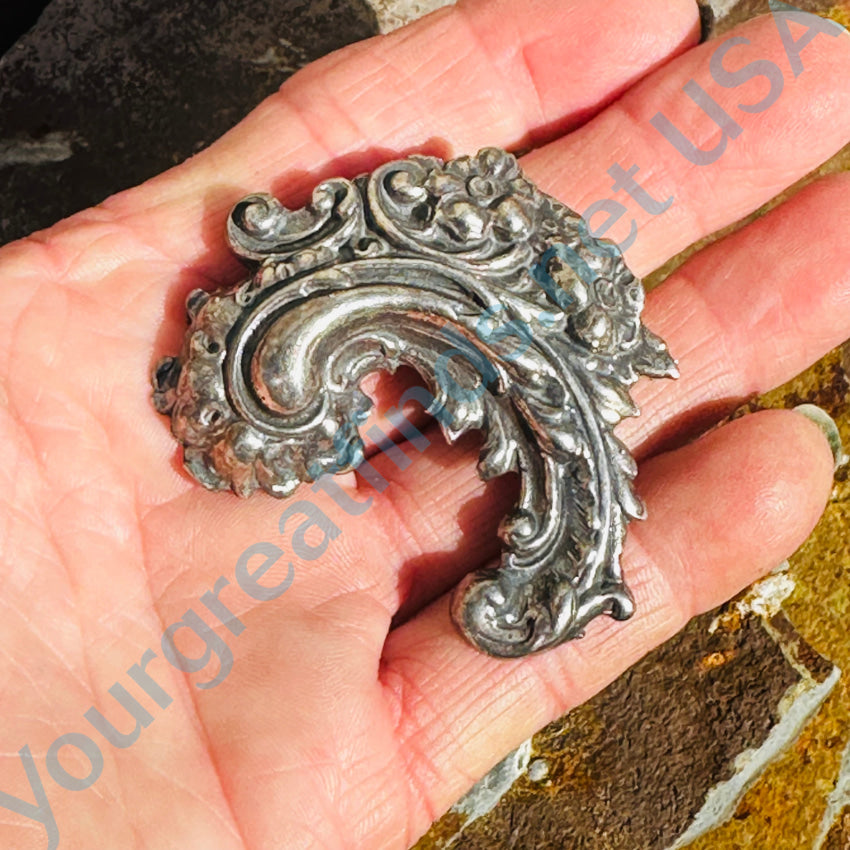 Baroque Style Heavy Sterling Silver Brooch Pin - Vintage Elegant Jewelry for Women, Perfect for Weddings, Parties & Special Occasions