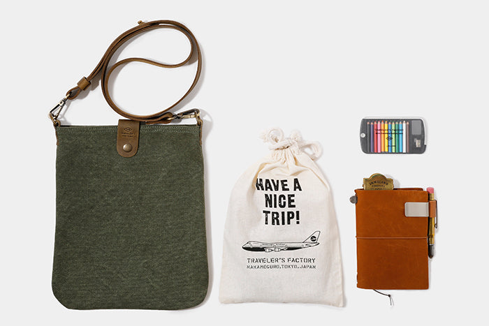 TRAVELER'S COMPANY Canvas Shoulder Bag - Compact S Size in Olive Green | Perfect for Daily Commute, Weekend Trips & Minimalist Travel Accessories