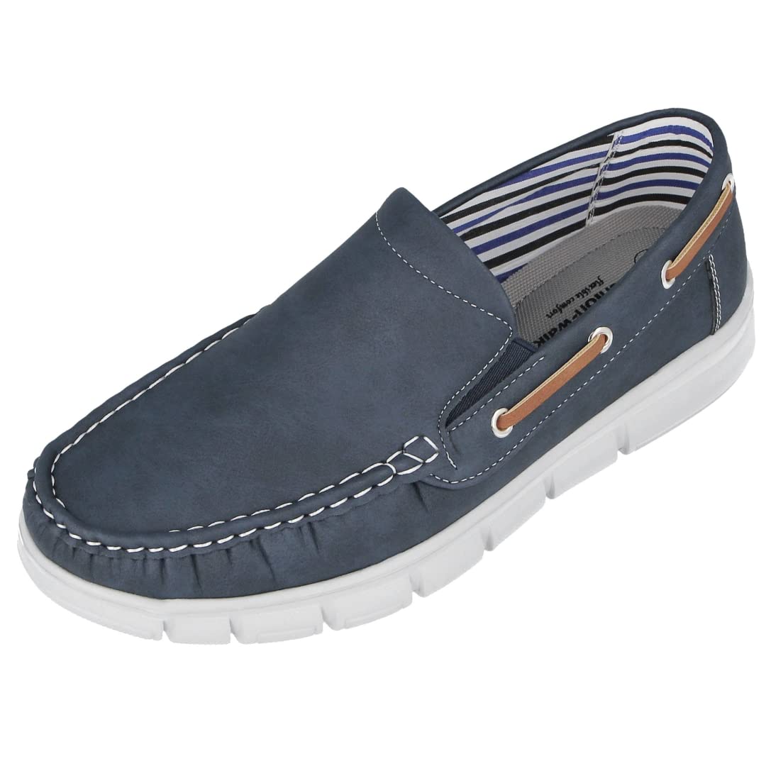 Men's Faux Leather Slip-On Classic Boat Deck Loafers - Comfortable Casual Shoes for Work, Travel & Everyday Wear