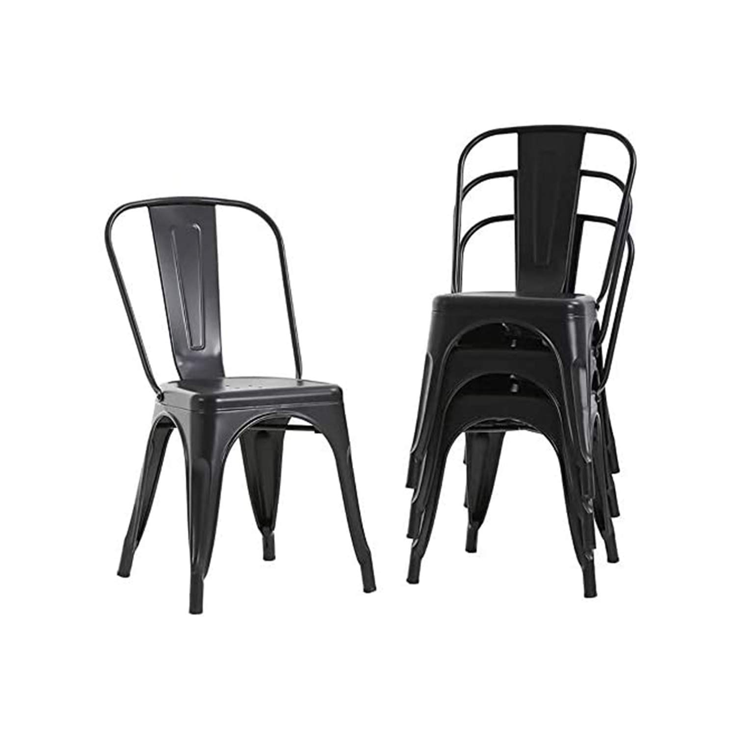 LCH Set of 4 Modern Metal Stackable Stool Chairs - Dining & Kitchen Chairs for Indoor & Outdoor Use - Perfect for Restaurant, Bar, Patio, and Home Decor