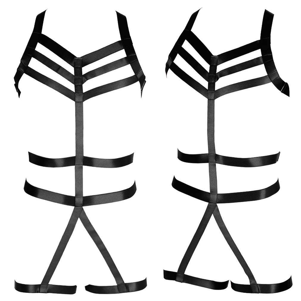 Men's Strappy Bandage Harness Full Cage Chest Half Harness Adjustable Gothic Punk Bra for EDC Dance Rave Festival Costume BDSM Fetish Clubwear Night Out