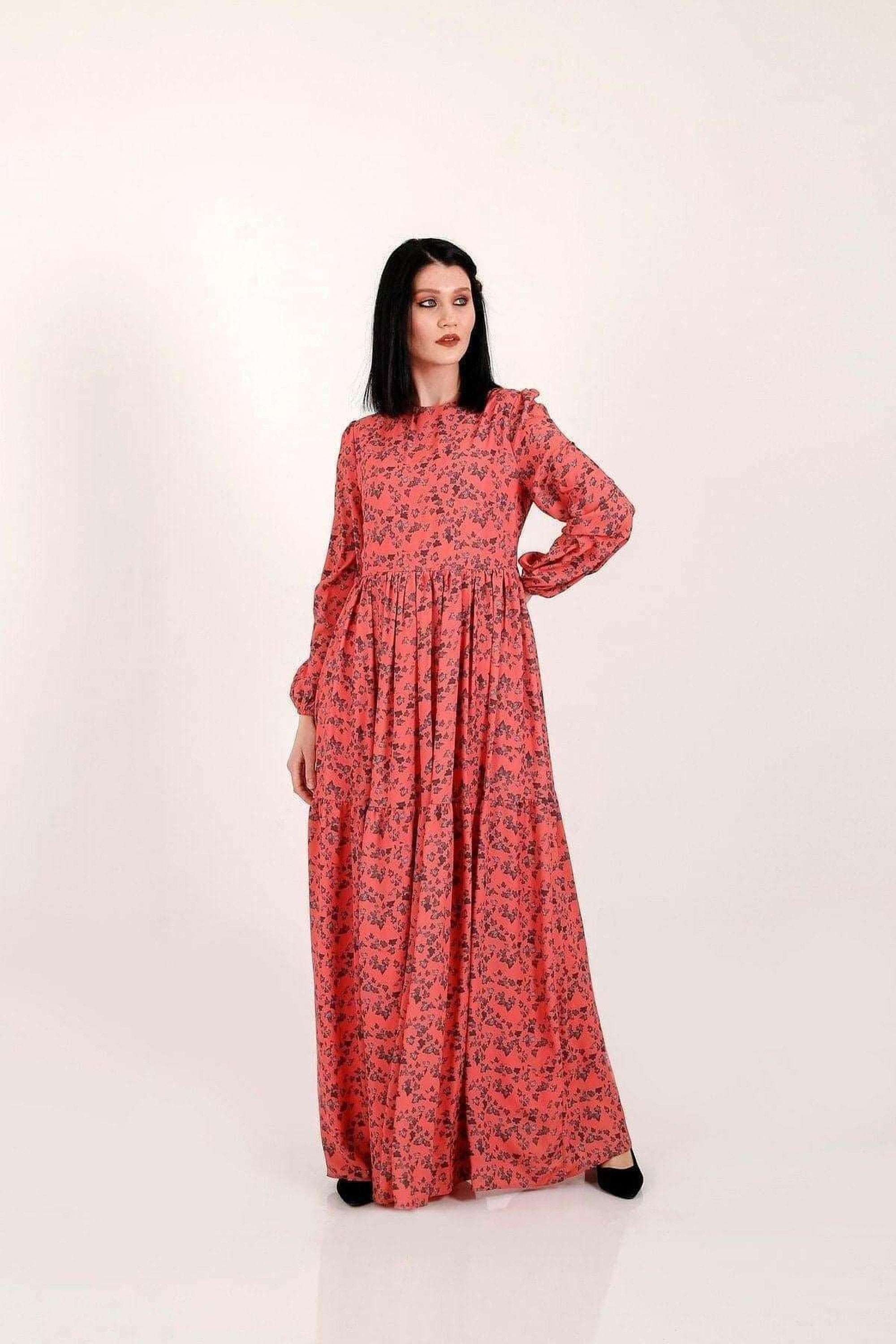 Ellan Women's Long Sleeve Maxi Dress - Flowy Boho Chic Summer Dress for Beach, Vacation & Casual Wear | Plus Size Options Available