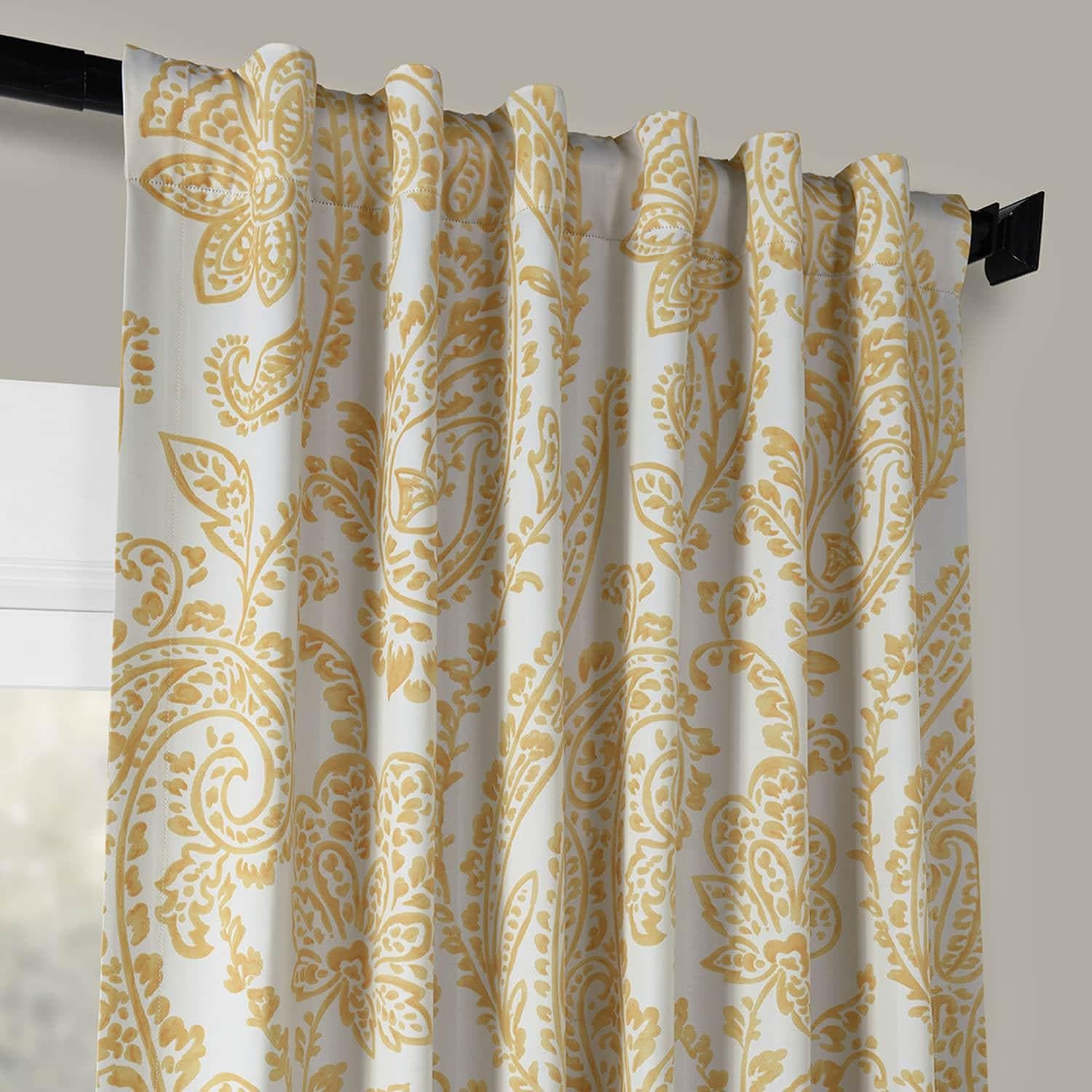 Yellow Floral Blackout Curtains for Living Room & Bedroom - Elegant Tea Time Design for Light Blocking & Privacy - Perfect for Home Decor, Nursery, and Office