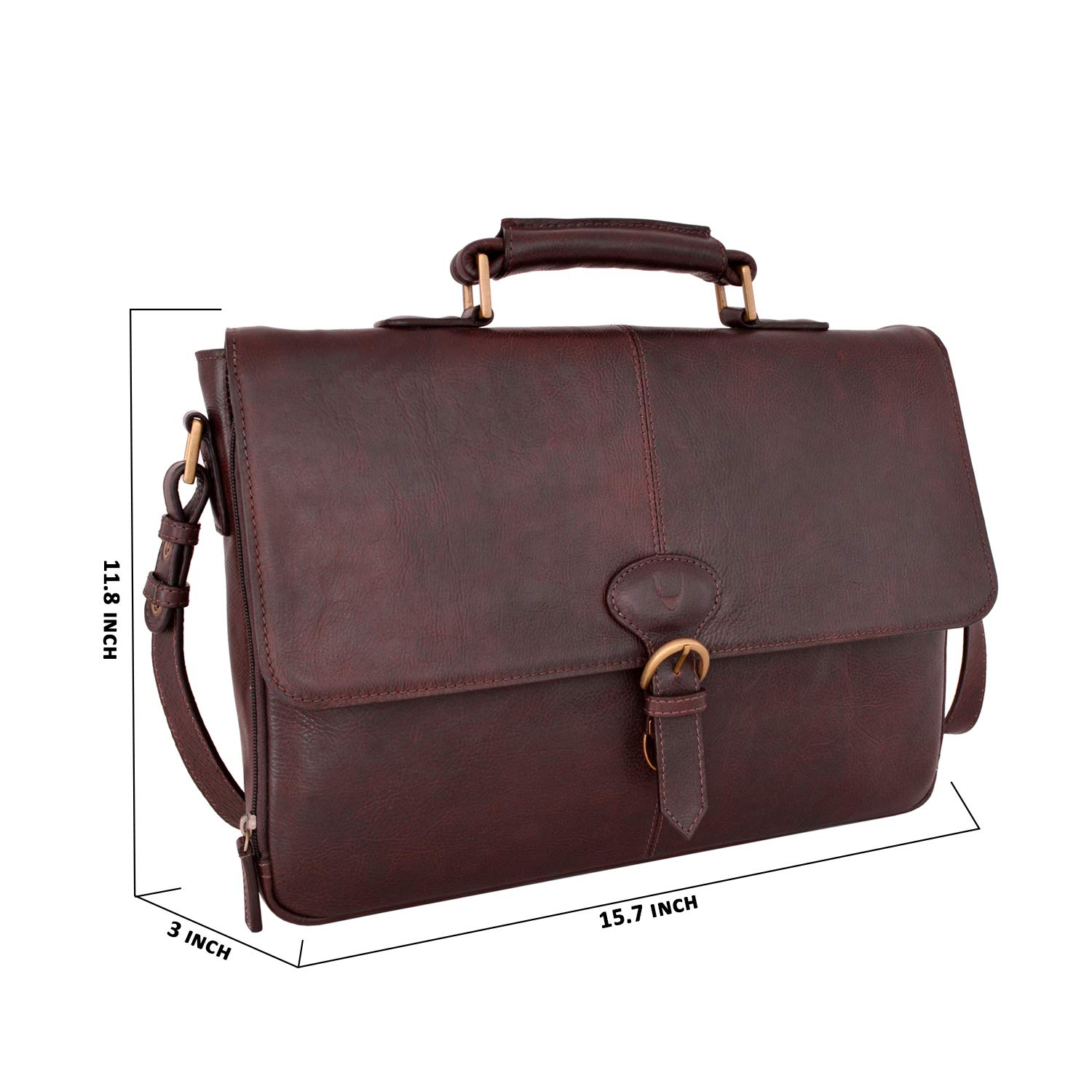 HIDESIGN Parker Genuine Leather Medium Briefcase for Men & Women - Professional Business Laptop Bag - Brown Office Work Bag for Daily Commute & Business Travel