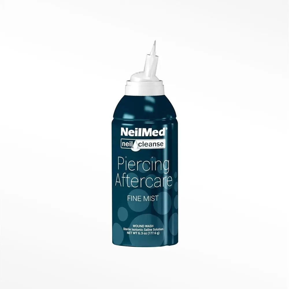 NeilMed Piercing AfterCare Spray - Saline Solution for Ear, Nose & Body Piercing Cleaning & Healing | Gentle Wound Care for Fresh & Old Piercings | Travel-Friendly First Aid Solution