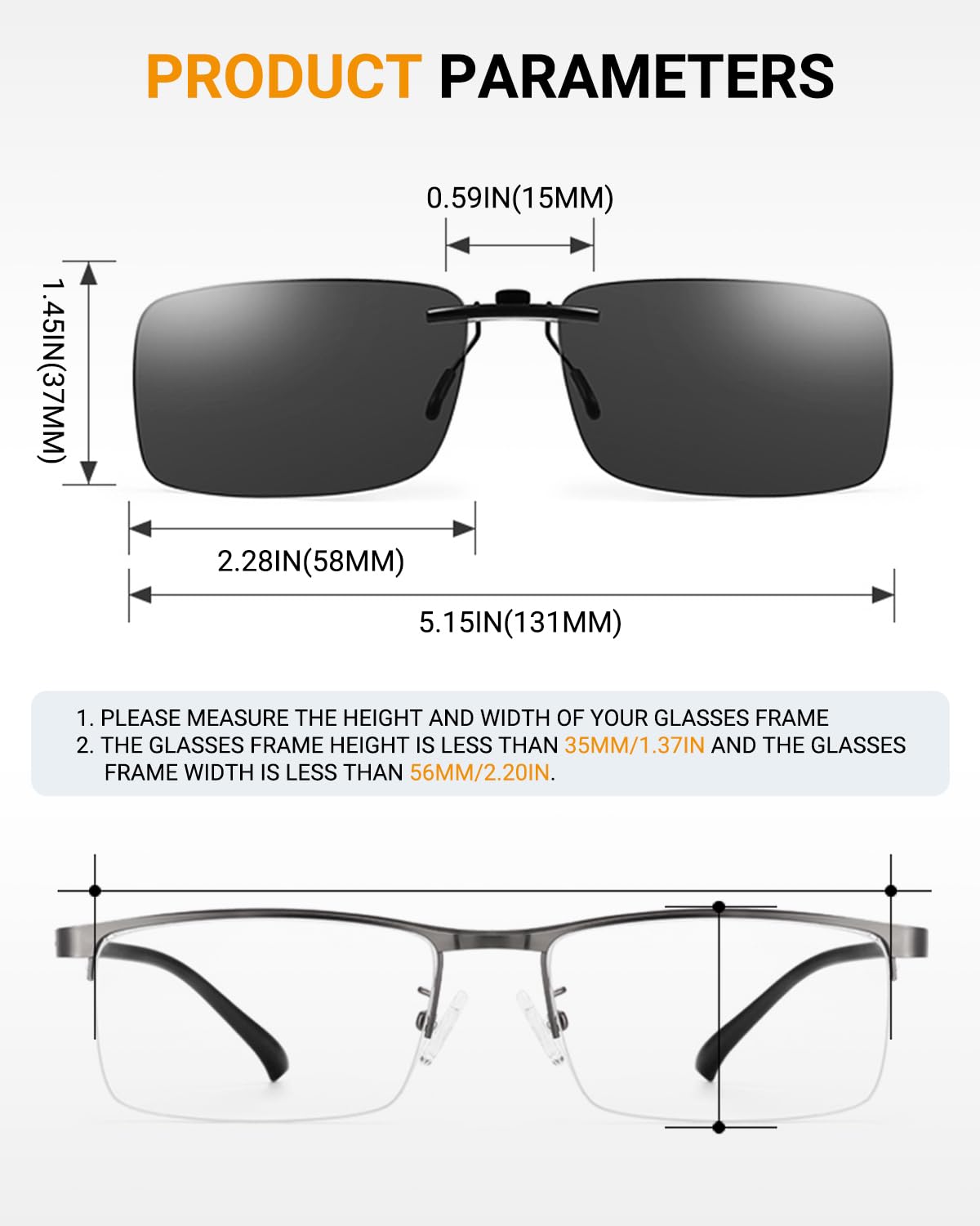 Polarized Clip-On Sunglasses for Women & Men - UV400 Protection for Driving, Fishing & Outdoor Activities - Lightweight Sunglass Clip for Car Visor & Eyeglasses