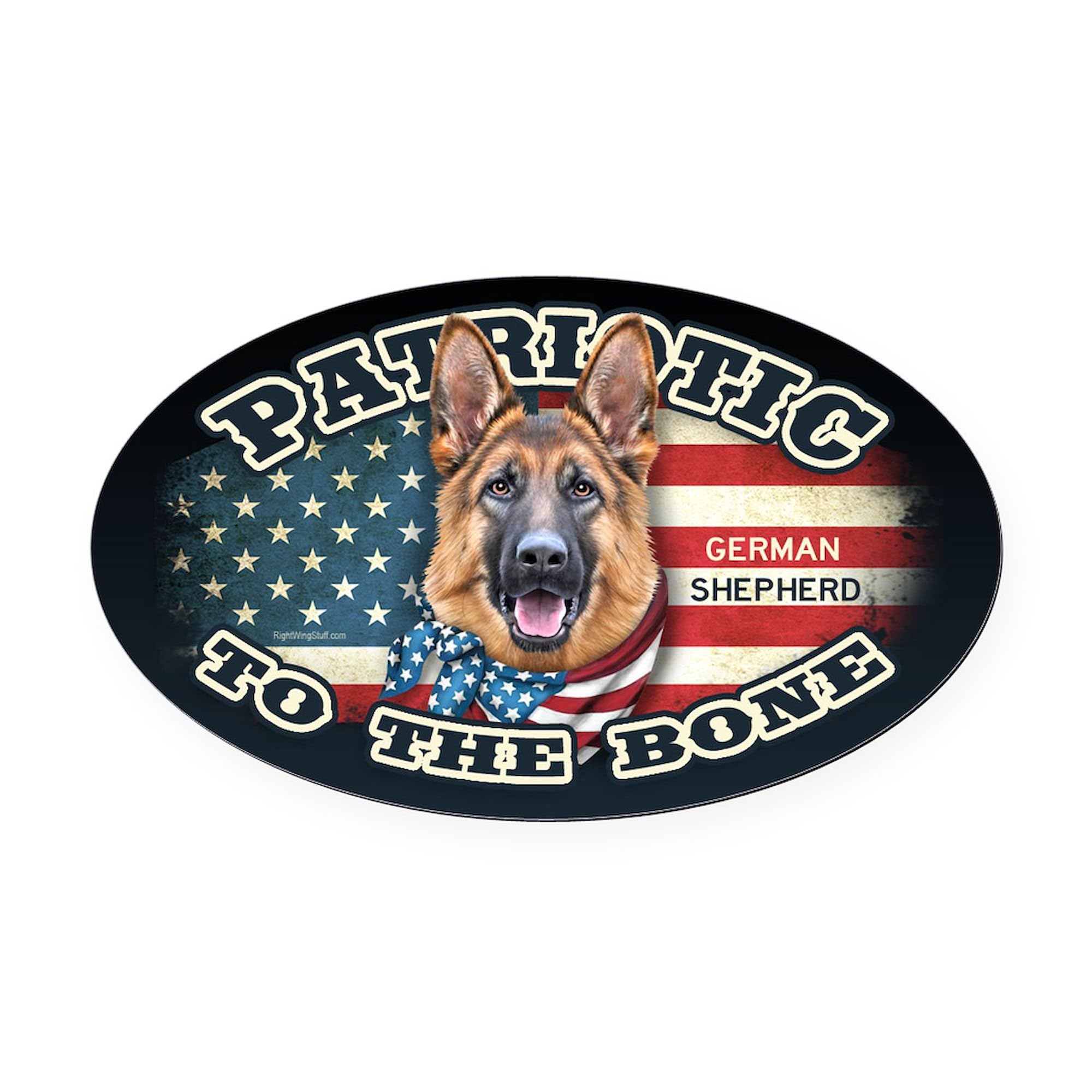 Patriotic German Shepherd Oval Car Magnet - Euro Oval Bumper Magnet for Cars, Trucks & Vehicles - Show Your Love for Dogs While Driving