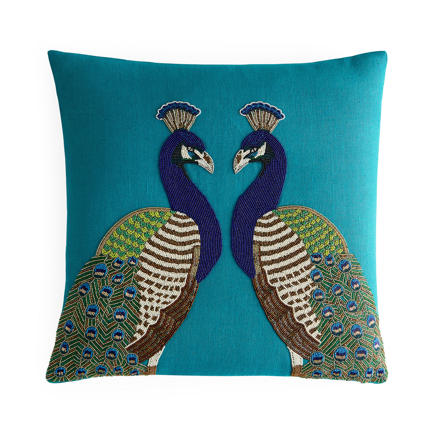 Peacock Beaded Throw Pillow Cover - Bohemian Home Decor for Couch, Bed, Sofa - Perfect for Living Room, Bedroom & Nursery Decor