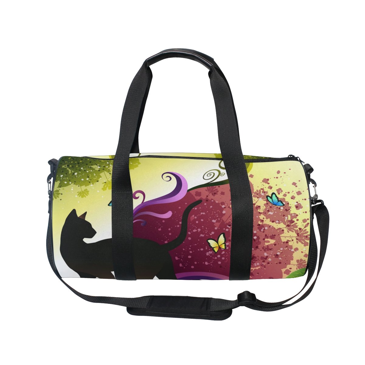 Evolutions Cute Cat & Butterches Design Duffle Bag - Lightweight Travel Gym Bag for Men & Women - Perfect for Sports, Workouts & Weekend Getaways