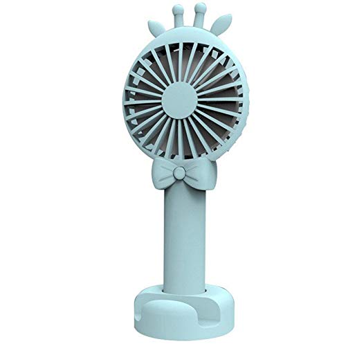 Low Noise Handheld USB Rechargeable Fan - 3-Speed Adjustable Mini Cooling Fan with Desktop Stand | Portable Personal Fan for Office, Travel & Outdoor Use | Blue