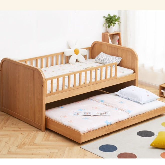 Solid Oak Wood Multi-Function Storage Bed with Wide Underbed Drawers - Perfect for Bedroom Organization & Small Space Living