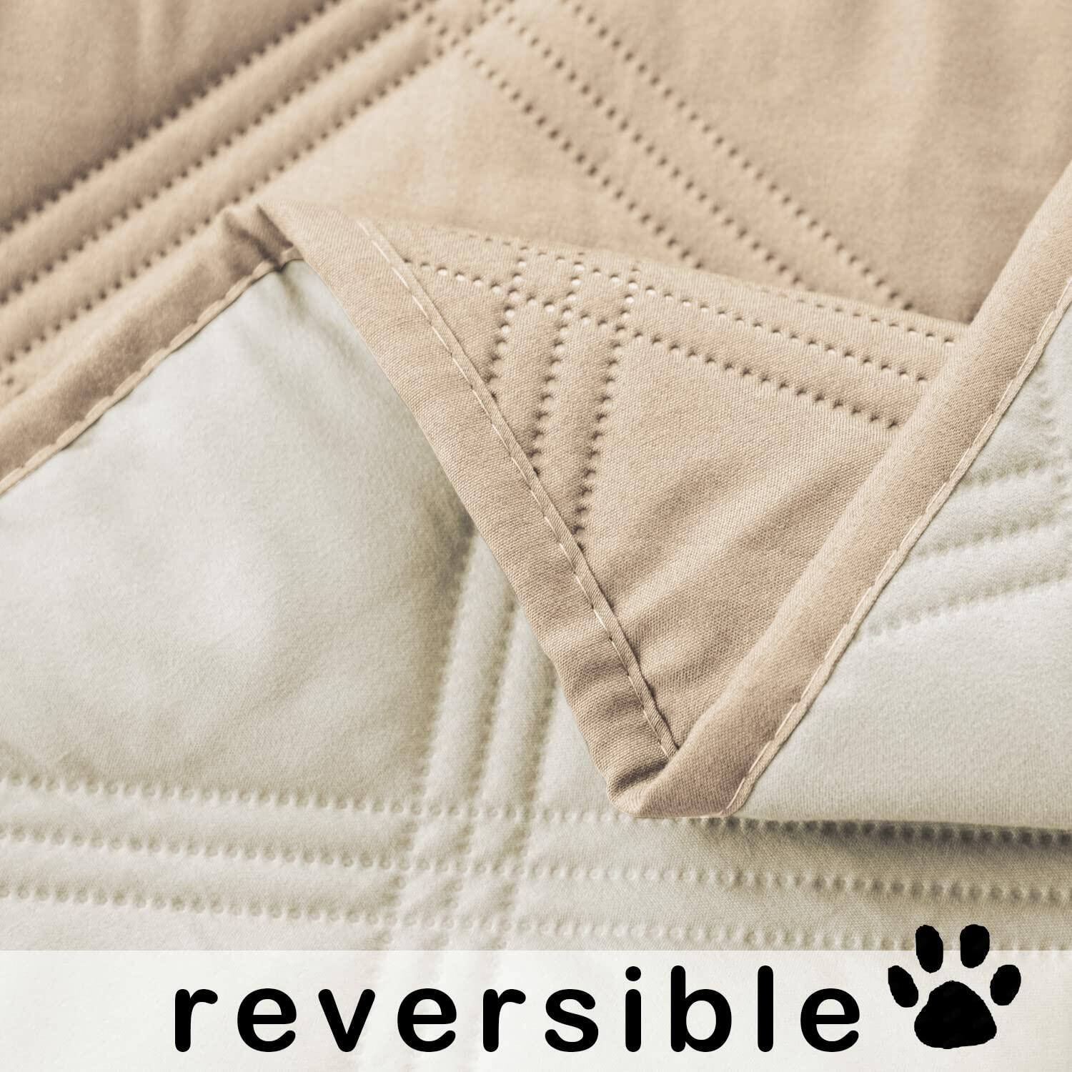 Waterproof & Reversible Pet Cover for Couches, Sofas & Furniture - 82x102 Inch Beige/Cream - Protects Against Pet Hair, Scratches & Spills - Perfect for Living Room, Bedroom & Pet-Friendly Homes
