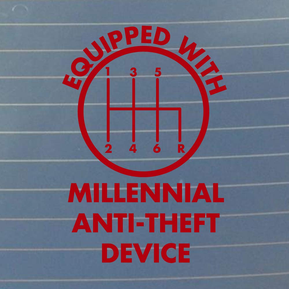 6 Inch Red Vinyl Decal for Milk Mug - Anti-Theft Millennial Design with Stick Shift | Perfect for Coffee Cups, Travel Mugs & Office Drinkware
