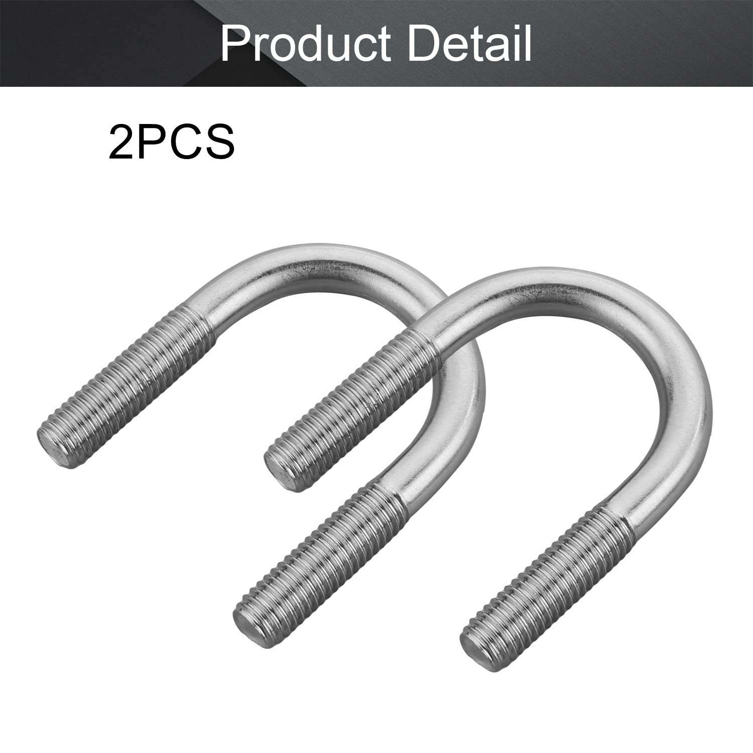 M8x27 304 Stainless Steel U-Bolts for 27mm Pipe - 2pcs - Pipe Clamps & Brackets