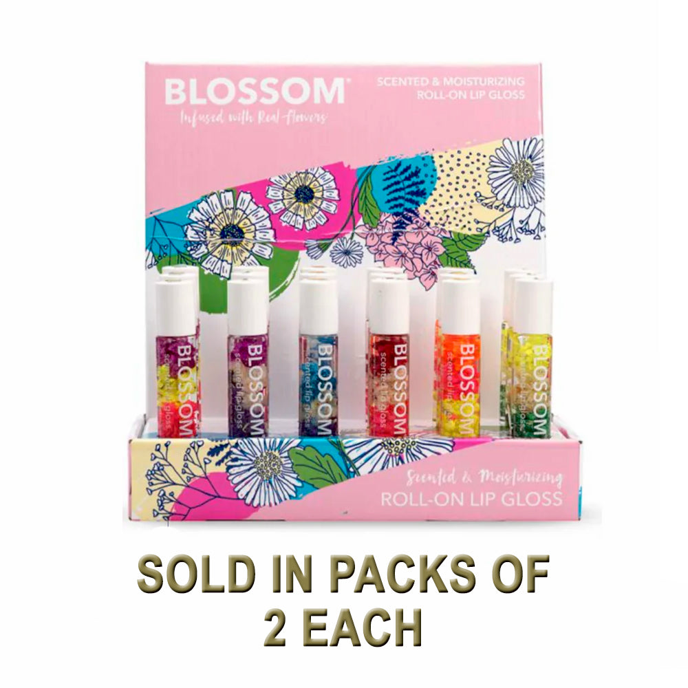 Blossom Roll On Lip Gloss with Natural Flower Infusion - 2 Pack Hydrating Lip Balm for Daily Moisture & Shine | Perfect for Work, Date Night & On-the-Go Touch Ups