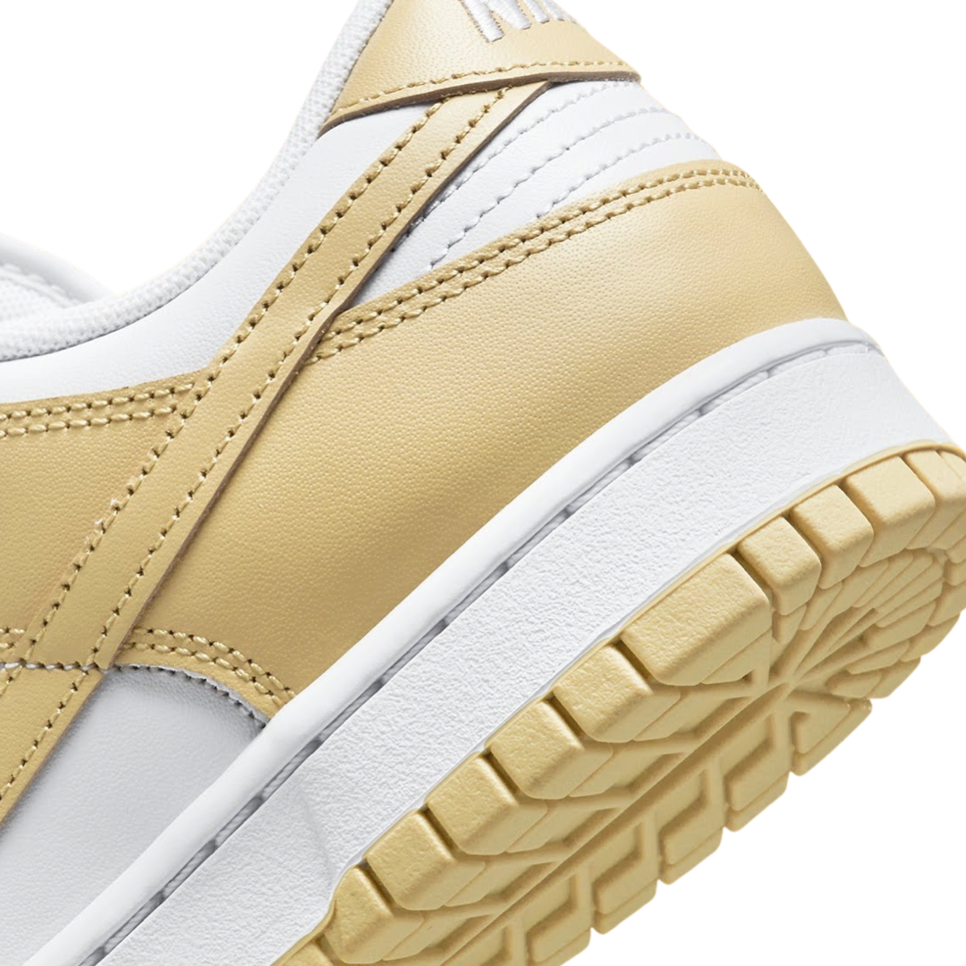 Nike Dunk Low Sneakers - White, Team Gold & Wolf Grey Colorway | Men's & Women's Casual Shoes for Everyday Wear, Street Style & Sneaker Collection
