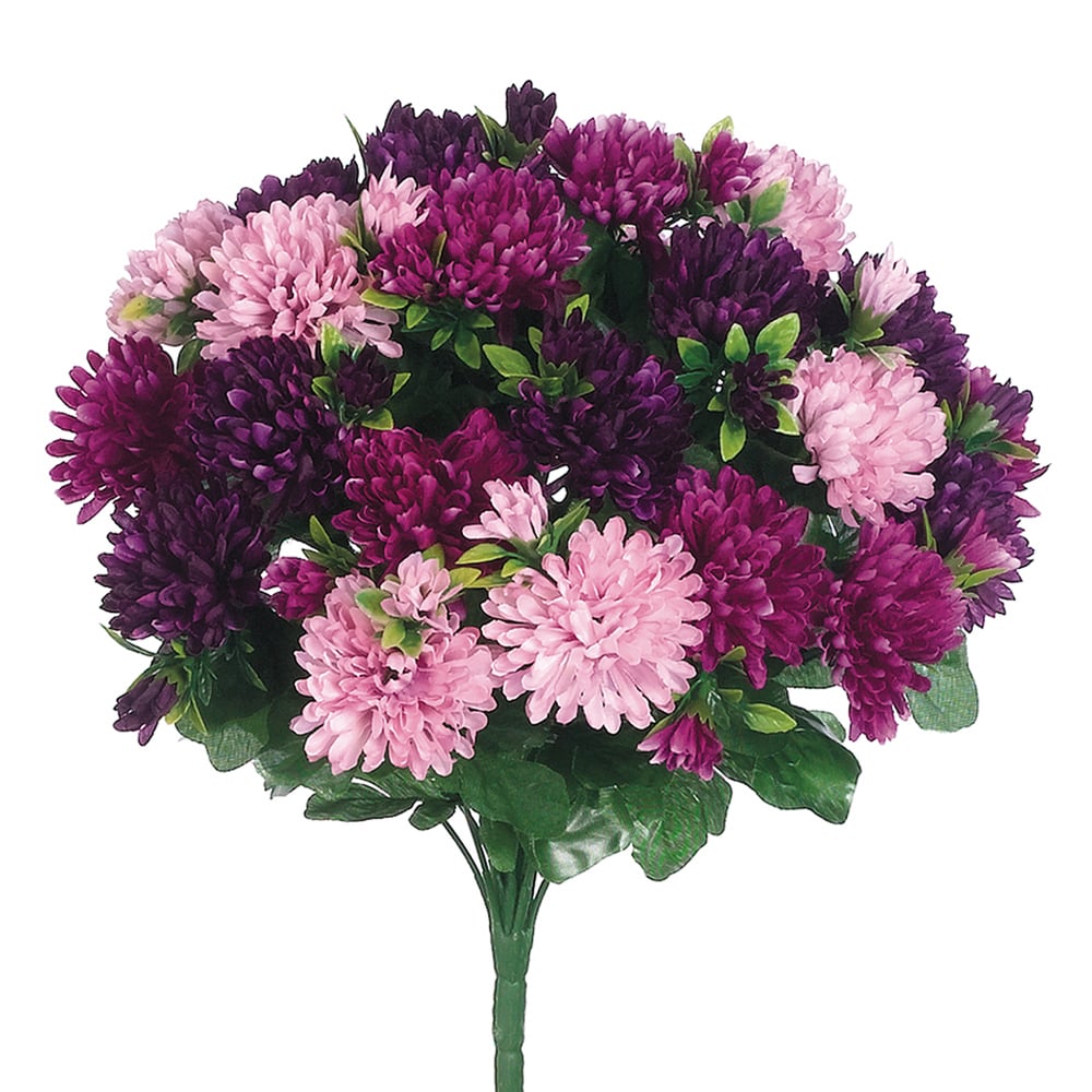 15 Pack Artificial Silk Mum Flower Bush - Lavender & Orchid Colors for Home Decor, Wedding Centerpieces, and Office Arrangements