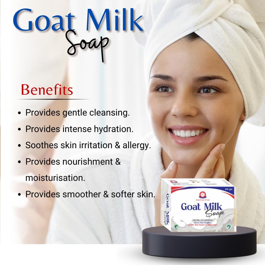 Anand Cure & Care Goat Milk Soap - Natural Handmade Bar for Gentle Cleansing & Soft Skin | Paraben-Free, Alcohol-Free, 100g | Perfect for Dry, Sensitive Skin & Daily Skincare Routine