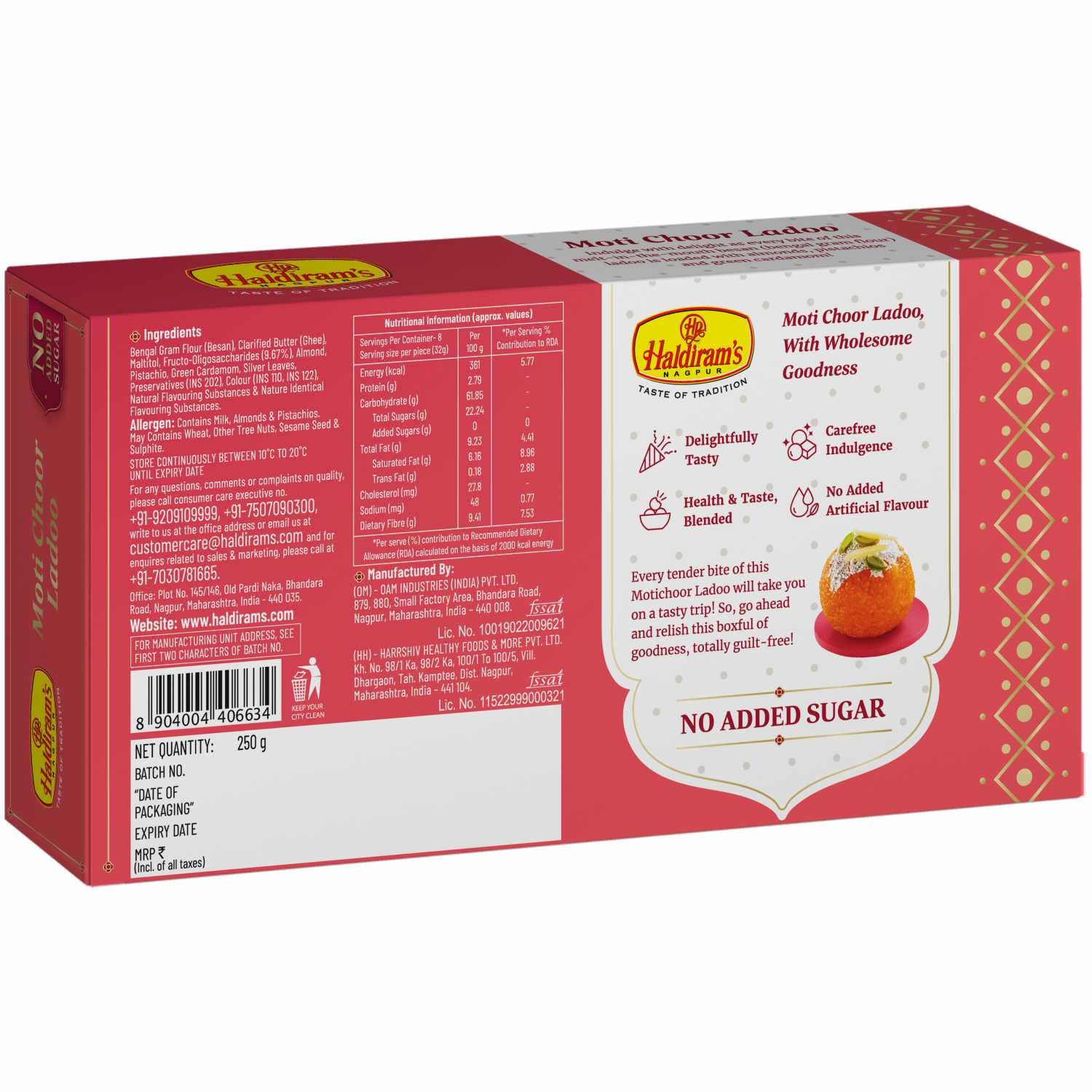 Sugar-Free Haldiram's Nagpur Motichoor Laddu & Milk Cake Combo (250g Each) - Perfect for Diabetic-Friendly Desserts, Festive Gifting & Healthy Indian Sweets