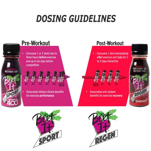 Beet It Regen Cherry+ Shot - Natural Recovery Drink for Athletes & Fitness (Pack of 15) - Post-Workout, Marathon & Intense Training Hydration