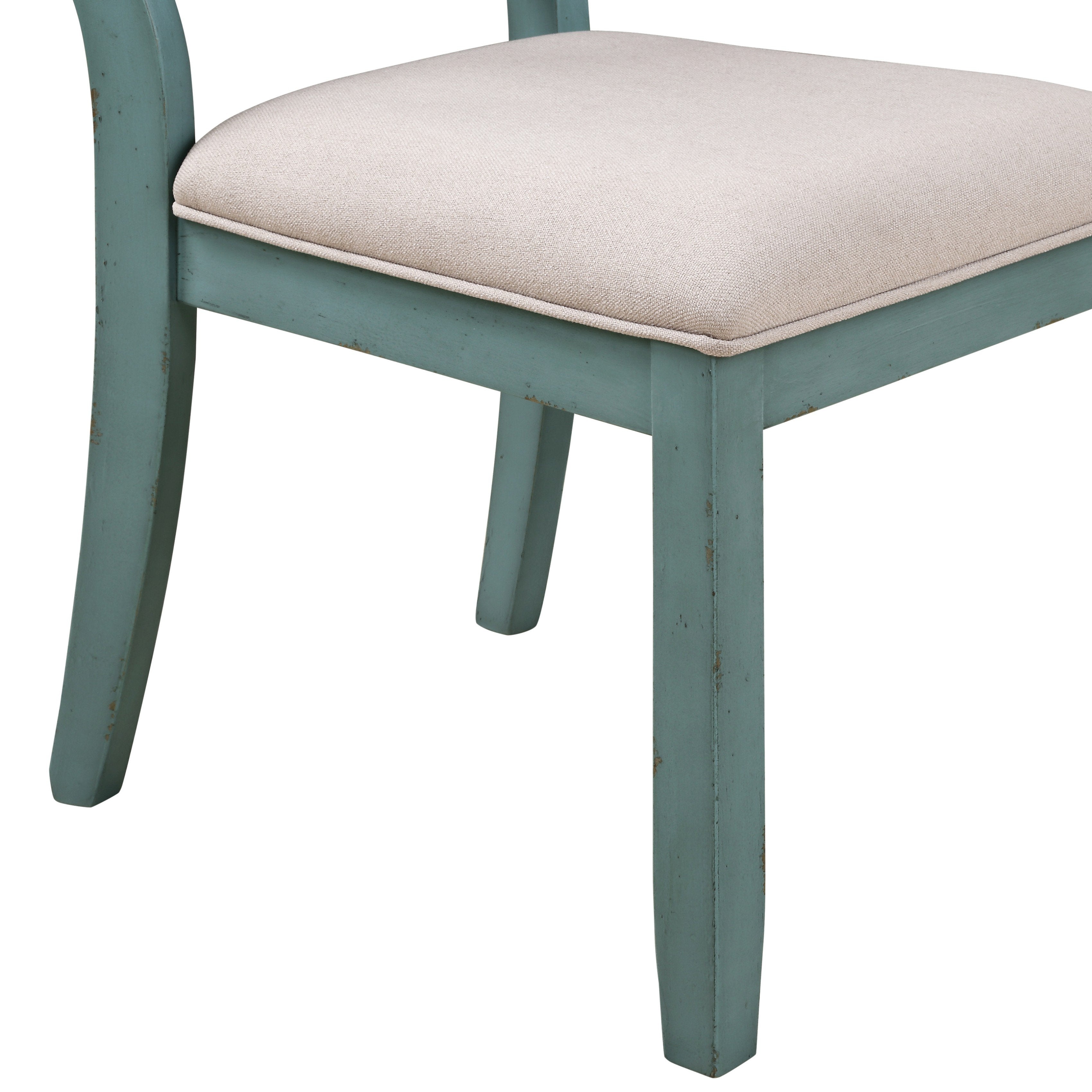 Roundhill Furniture Prato Two-Tone Wood Cross Back Upholstered Dining Chairs Set of 2 - Modern Farmhouse Kitchen & Dining Room Seating for Home & Restaurant