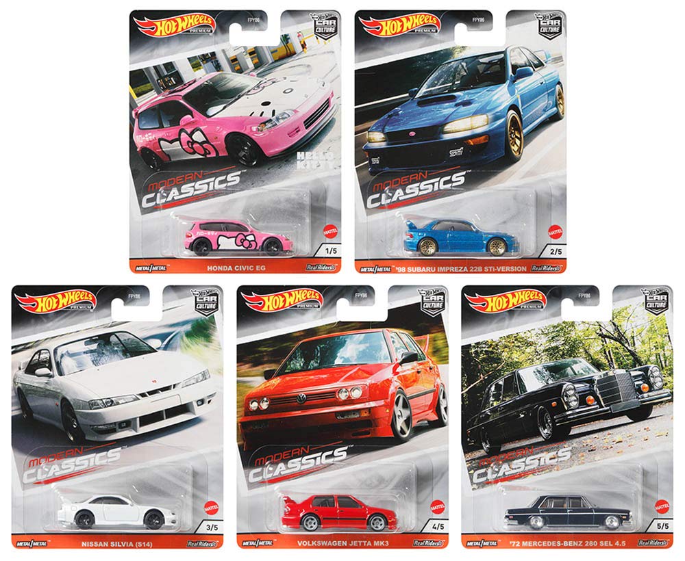 Hot Wheels Premium Car Culture 2020 Modern Classics - 5-Piece Collectible Die-Cast Car Set for Adults & Kids | Perfect for Display, Gifts, and Racing Play