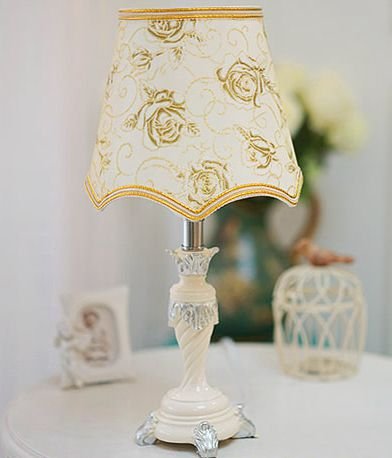 Golden Rose Lamp Shade - Nordic Minimalist Table Lamp with Button Switch & Fabric Shade (Bulbs Not Included) - Perfect for Bedroom, Living Room & Office Lighting Decor