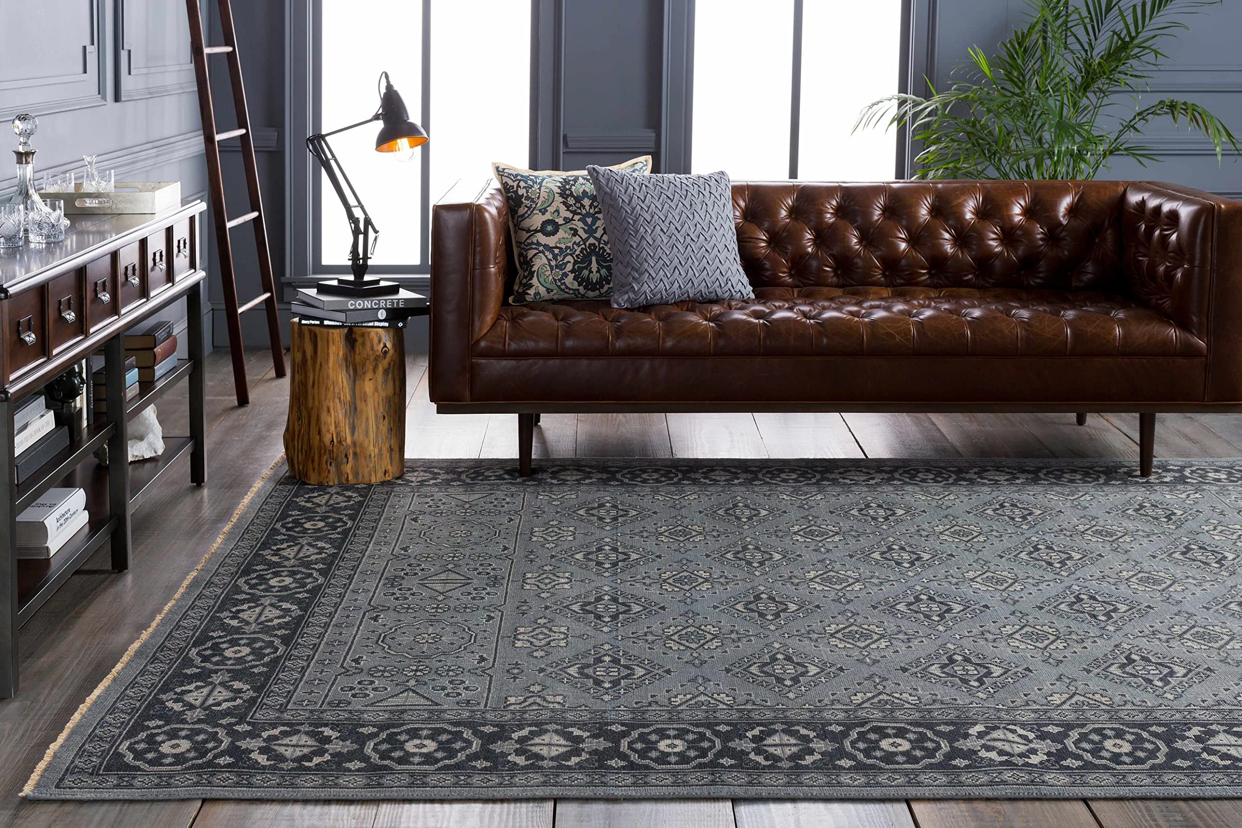 Hauteloom Sherwood Wool Area Rug - Traditional Teal & Ice Blue - 9'x13' - Soft & Durable for Living Room, Bedroom, Office - Perfect for Home Decor & Cozy Spaces