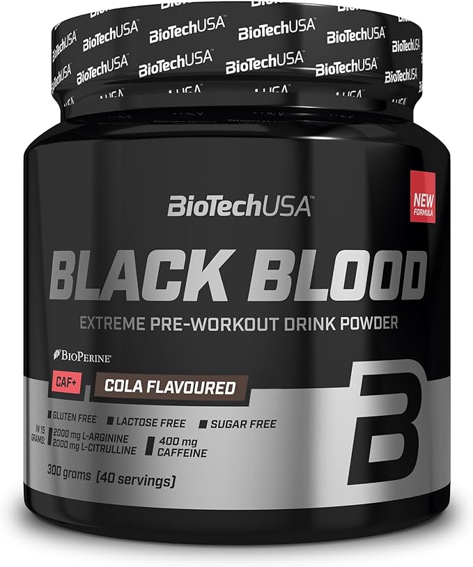 BioTechUSA Black Blood CAF+ 300g Pre-Workout Powder - Energy & Muscle Performance Booster for Athletes & Fitness Enthusiasts - Perfect for Gym, Bodybuilding & Intense Training Sessions