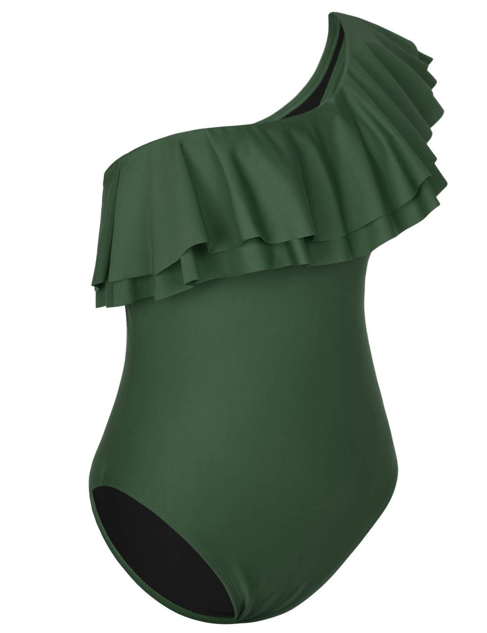 Hilor Women's One Shoulder Asymmetric One Piece Swimsuit - Ruffled Bathing Suit for Beach, Pool & Vacation | Sexy Monokini for Summer Swimwear