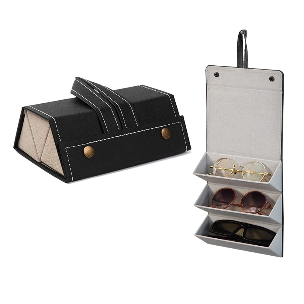 Premium PU Leather Sunglasses Organizer Case – Multi-Slot Eyeglass Storage Box for Home, Office & Travel | Sunglasses & Glasses Display Holder for Men & Women