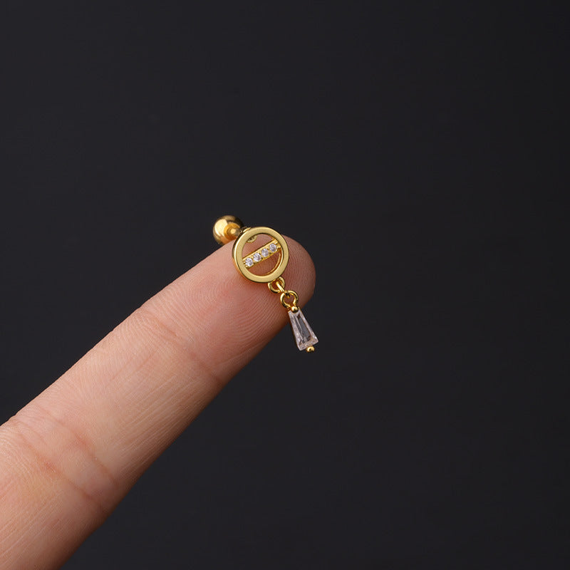 16G Geometric Daith Gold Stud Earrings for Women - 14K Gold Plated Cartilage Piercing Jewelry - Perfect for Daily Wear, Parties & Gifts | HSPJ333