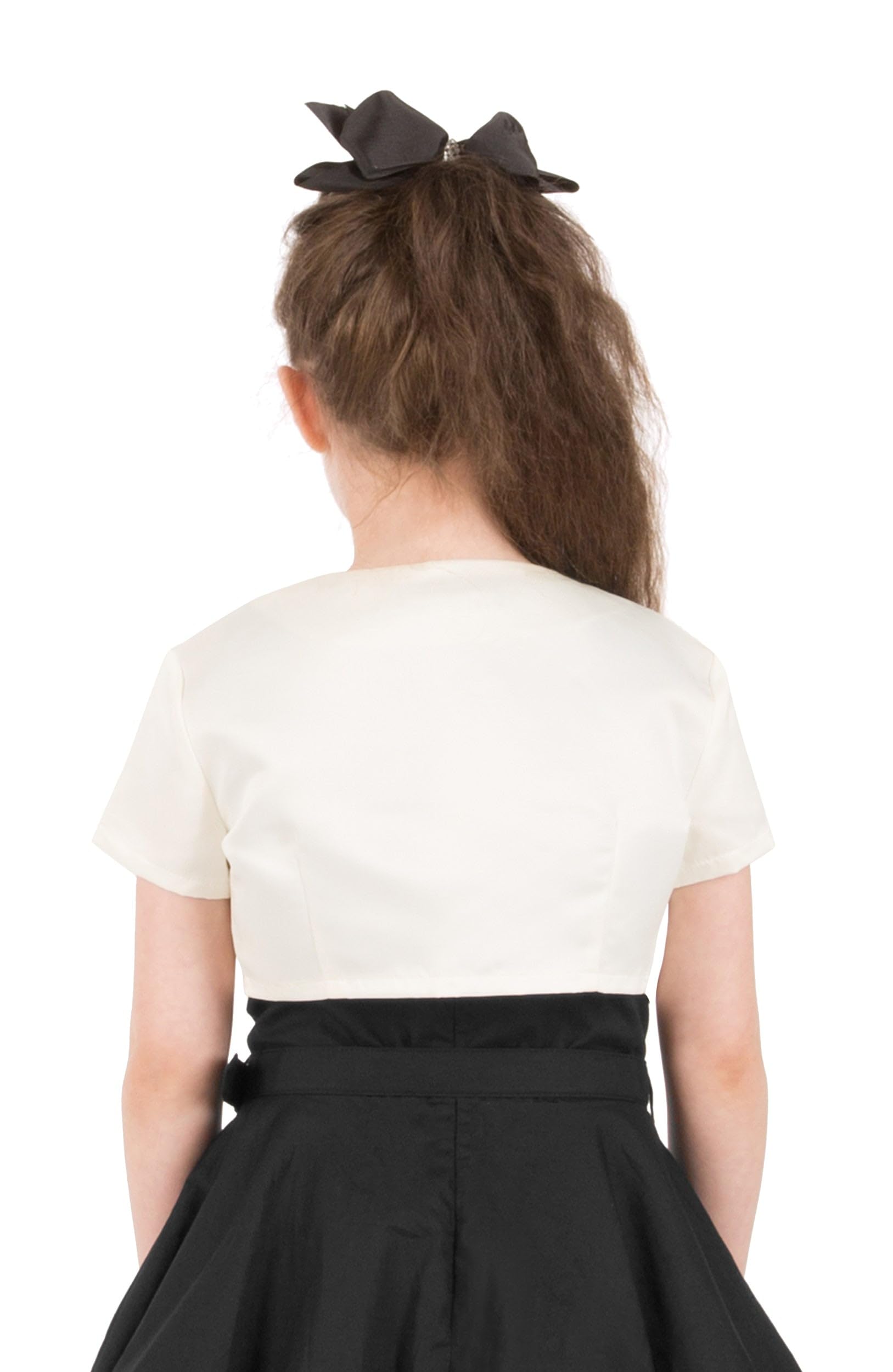BlackButterfly Kids Satin Short Sleeve Bolero Jacket for Girls - Elegant Satin Shrug for Birthday Parties, Pageants & Special Occasions